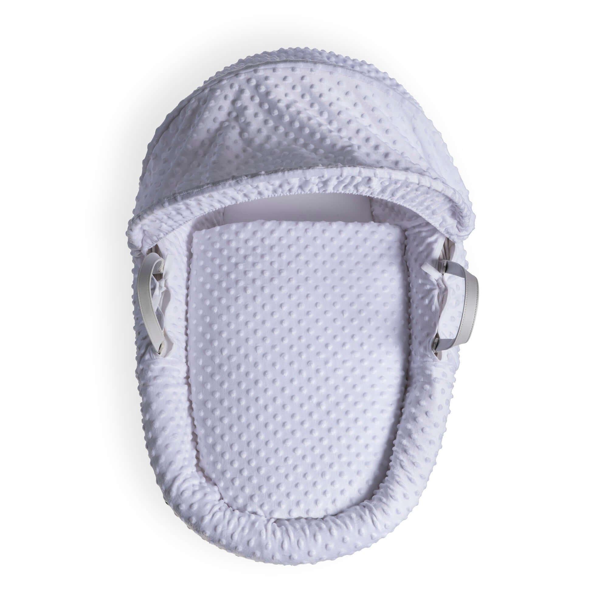 White/White - Clair De Lune - Dimple White Wicker Moses Basket & Rocking Stand - 3