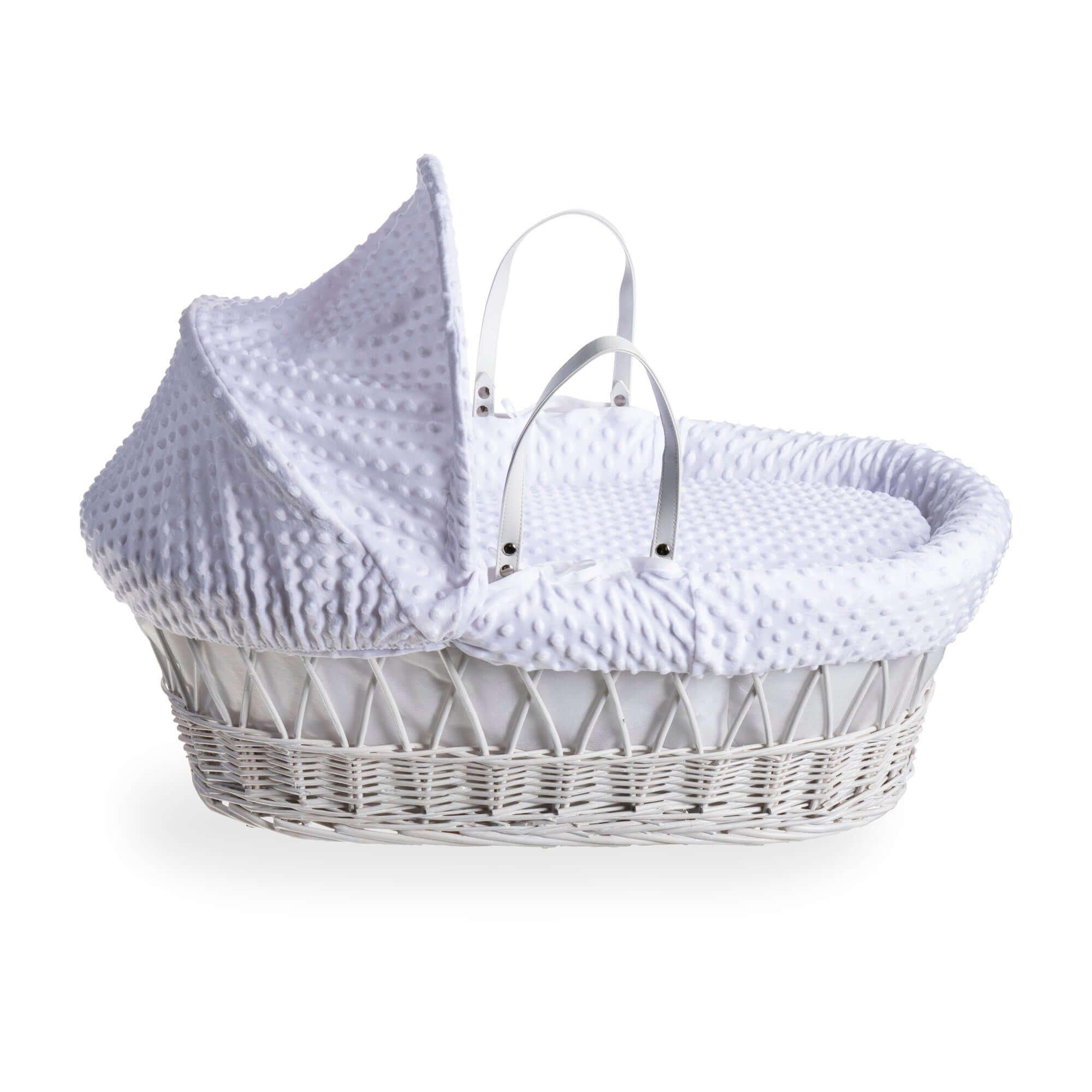 White/White - Clair De Lune - Dimple White Wicker Moses Basket & Rocking Stand - 4