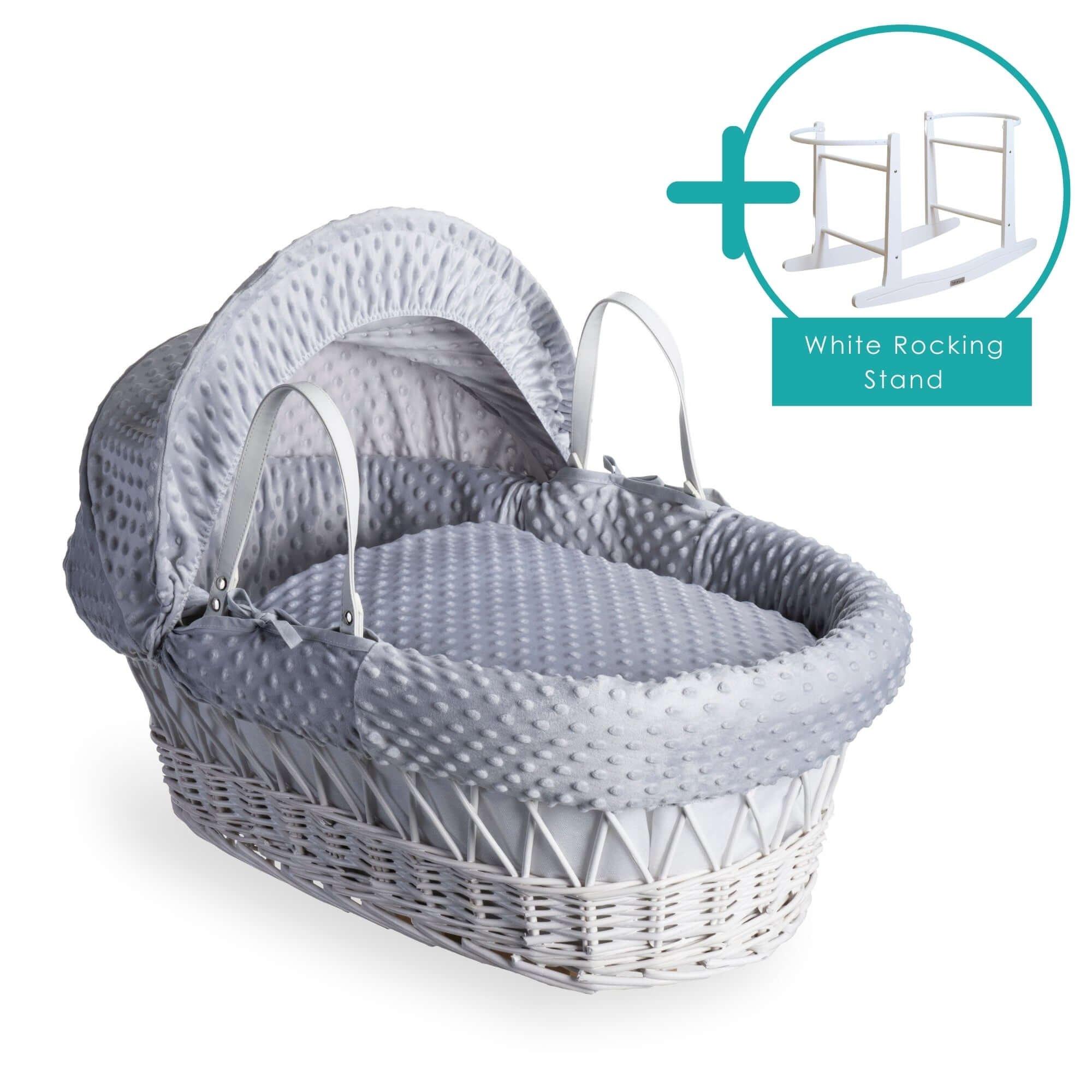Dimple White Wicker Moses Basket & Rocking Stand