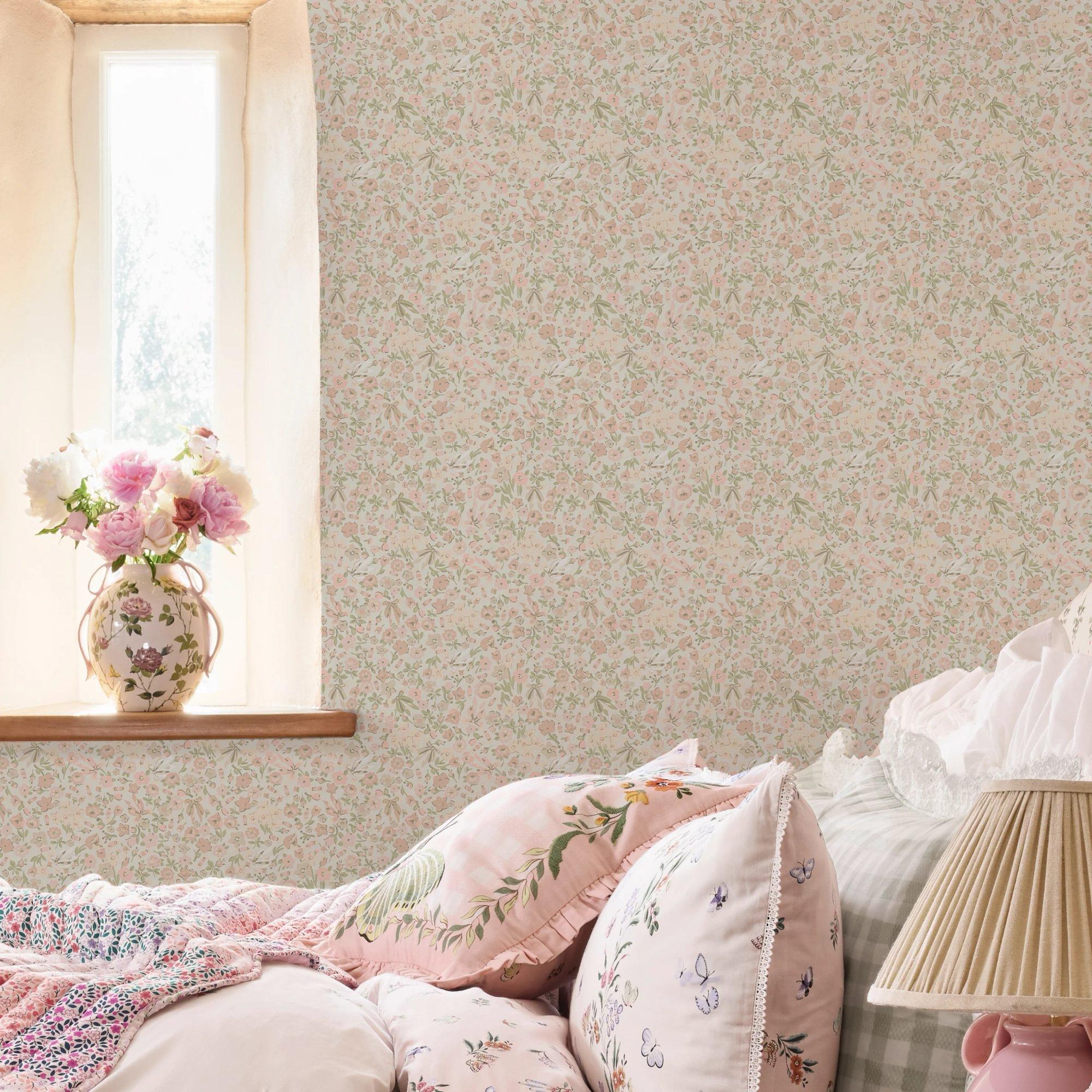 Rose Pink - Cath Kidston - Harmony Ditsy Rose Pink Wallpaper - 2