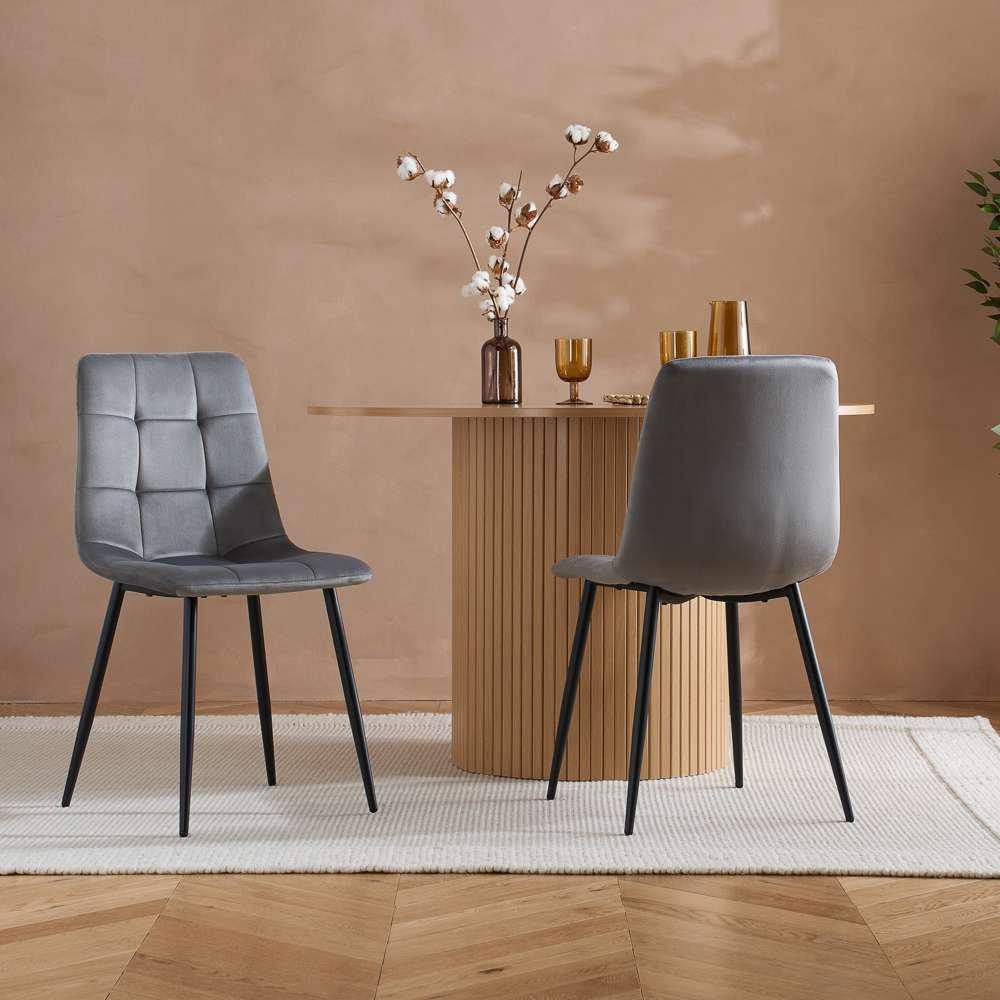 Grey - Birlea - Axel Pair Of Dining Chairs - 1