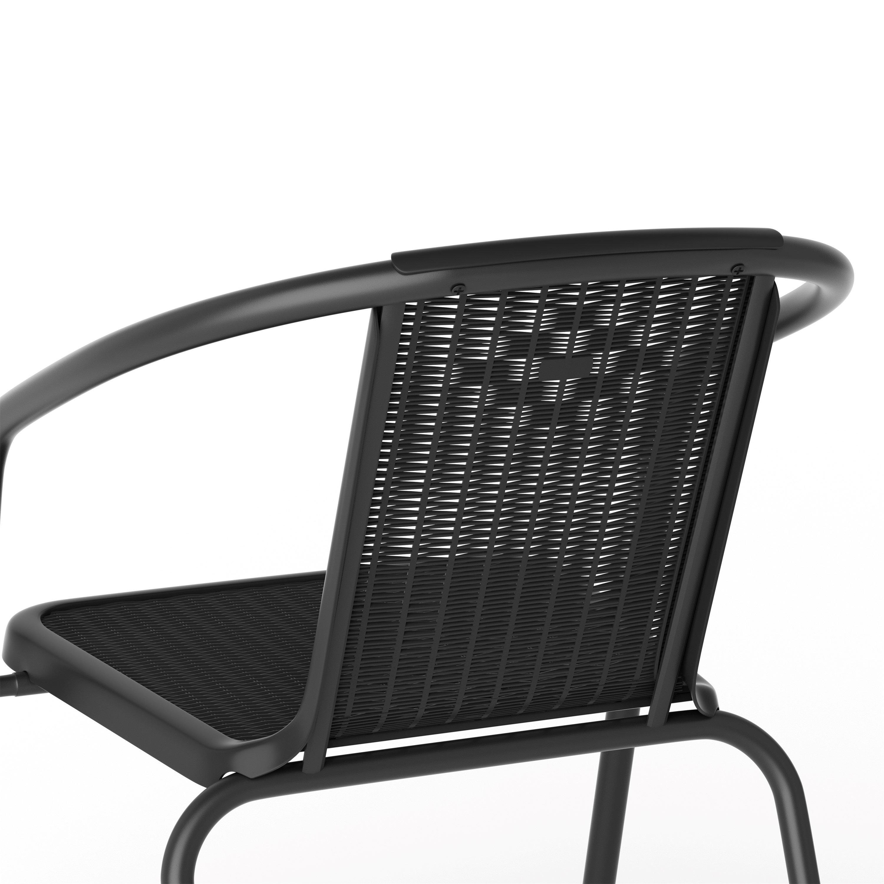 Black - Breeins - 4 PCs Rattan Stacking Garden Chairs Black - 6