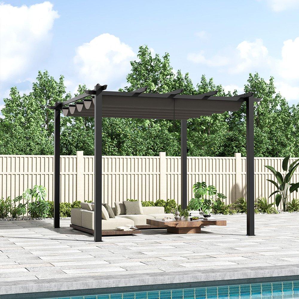Grey - Breeins - 300cm Aluminum Horizontal Outdoor Pergola - 1