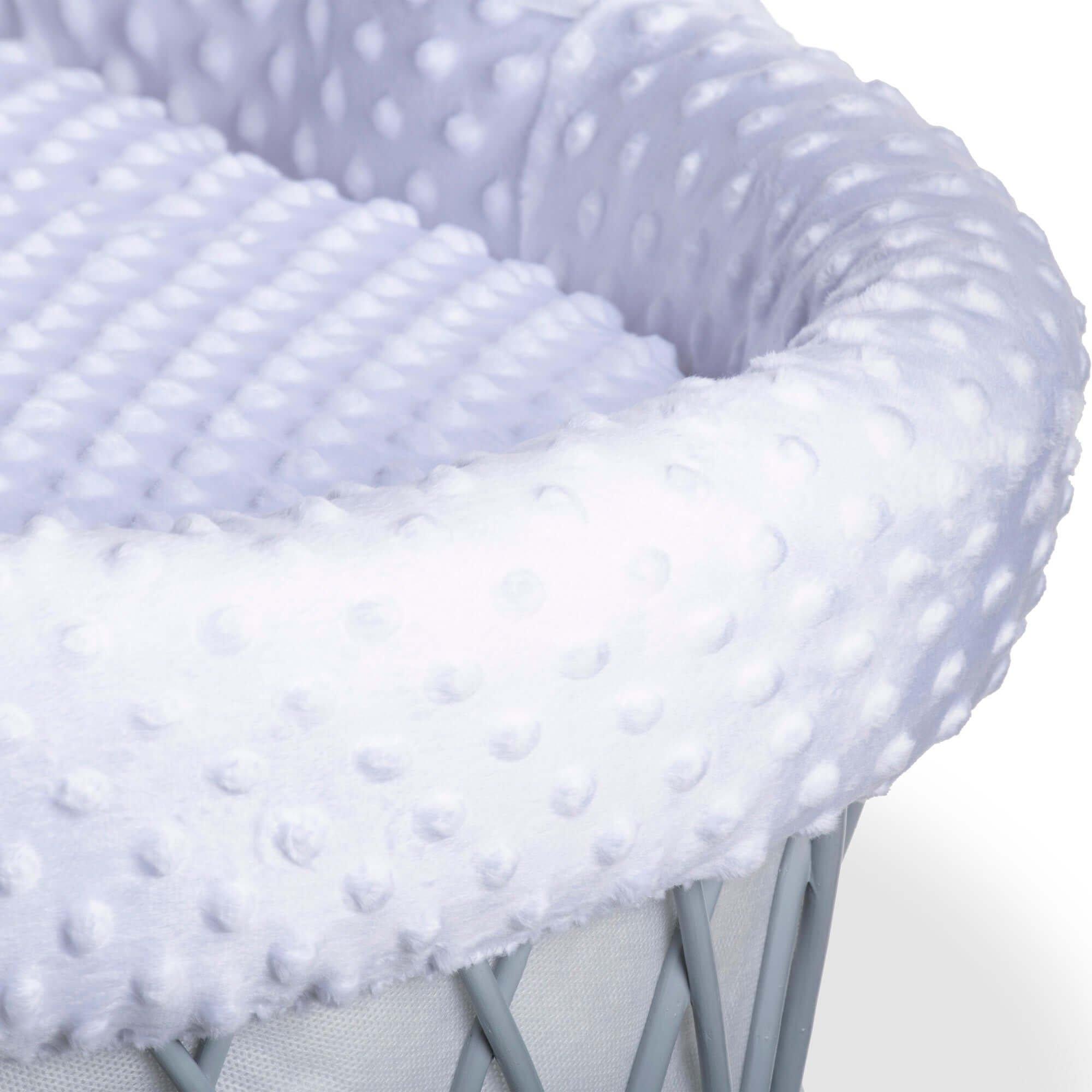 White/Grey - Clair De Lune - Dimple Grey Wicker Moses Basket & Rocking Stand - 4