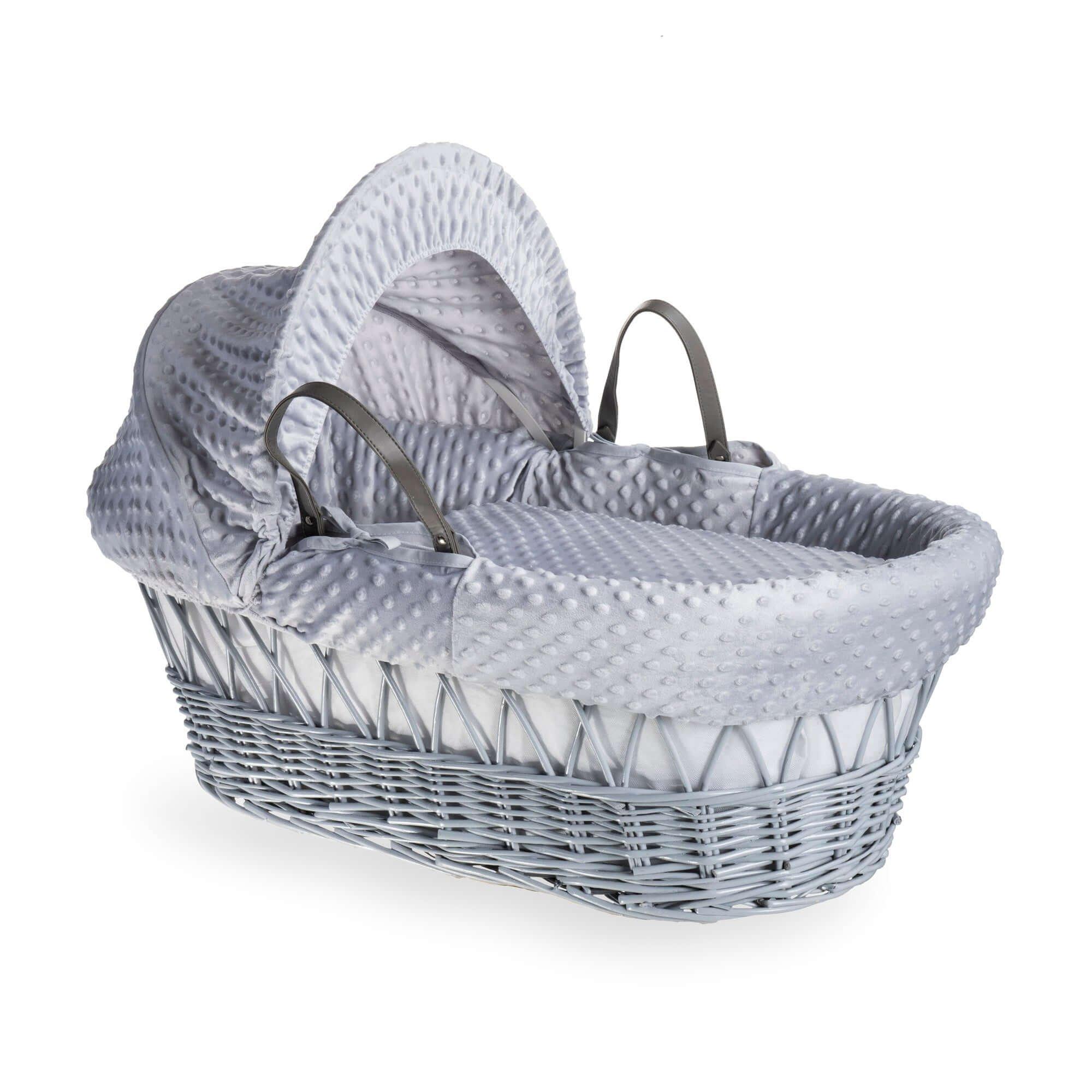 Grey/Grey - Clair De Lune - Dimple Grey Wicker Moses Basket & Rocking Stand - 2