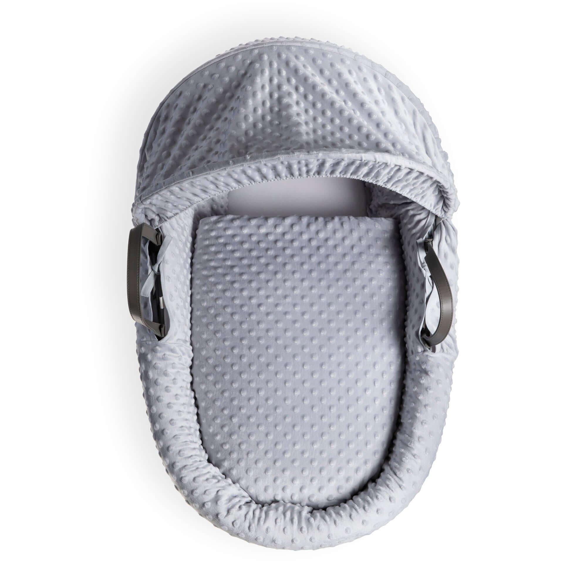 Grey/Grey - Clair De Lune - Dimple Grey Wicker Moses Basket & Rocking Stand - 3