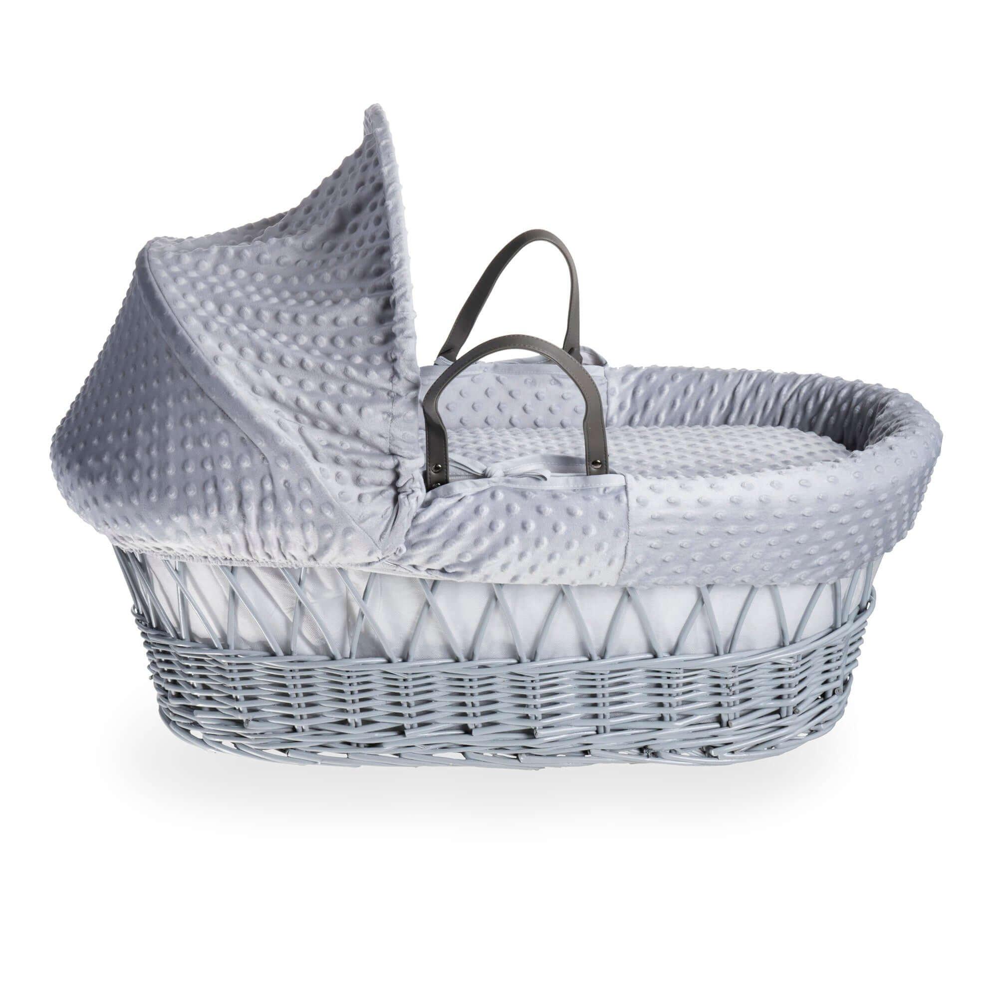 Grey/Grey - Clair De Lune - Dimple Grey Wicker Moses Basket & Rocking Stand - 4