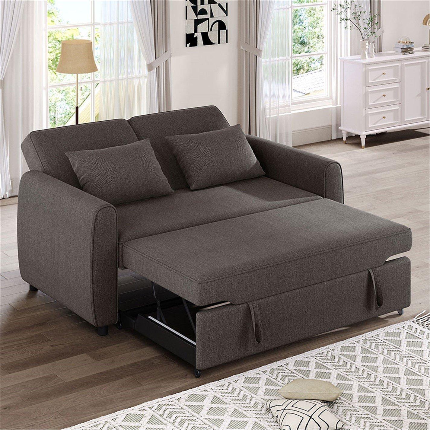Grey - Kabinet UK - Fabric Convertible Folding Sofa Bed Grey - 1