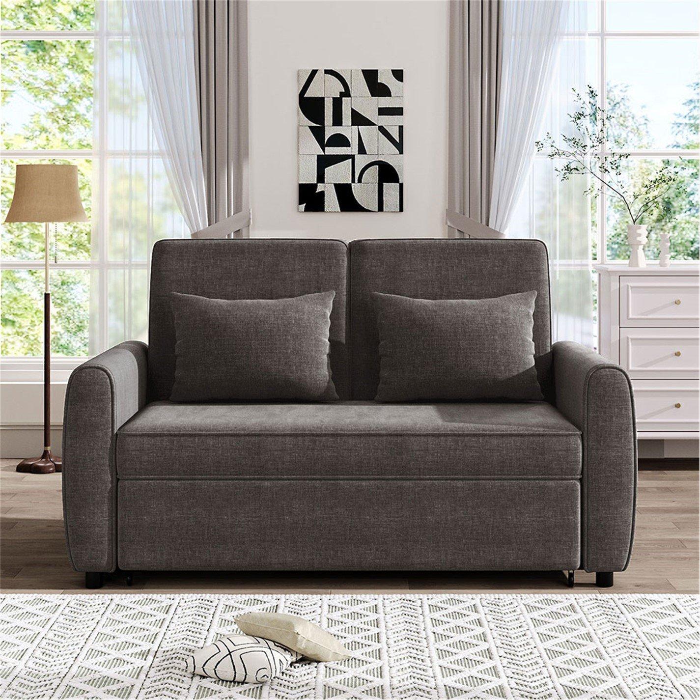 Grey - Kabinet UK - Fabric Convertible Folding Sofa Bed Grey - 2