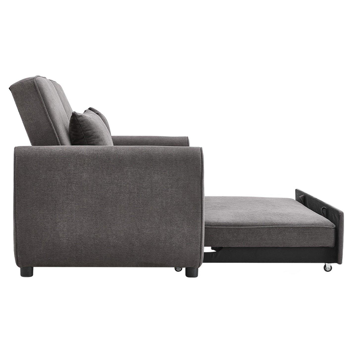 Grey - Kabinet UK - Fabric Convertible Folding Sofa Bed Grey - 9