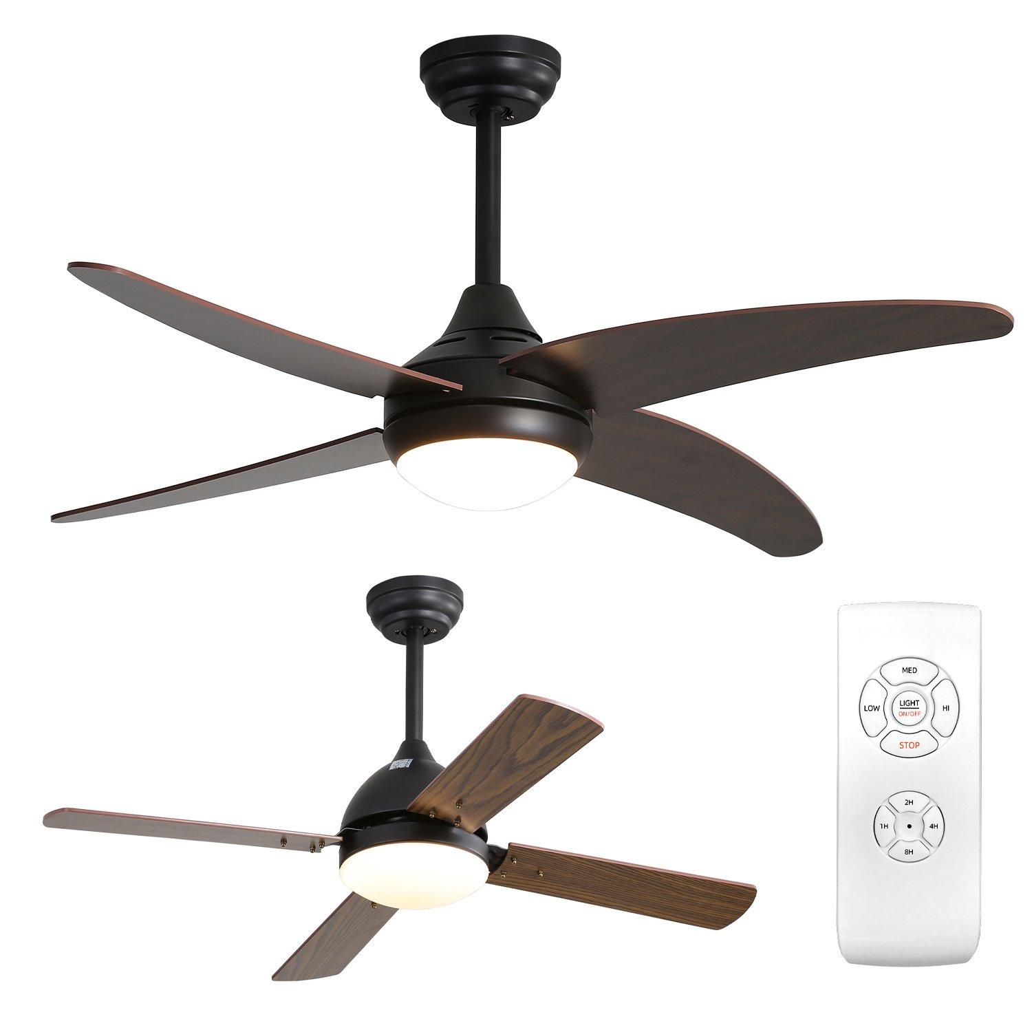 Black - Kabinet UK - Ceiling Fan with Lights 4-Blade Remote Control - 5