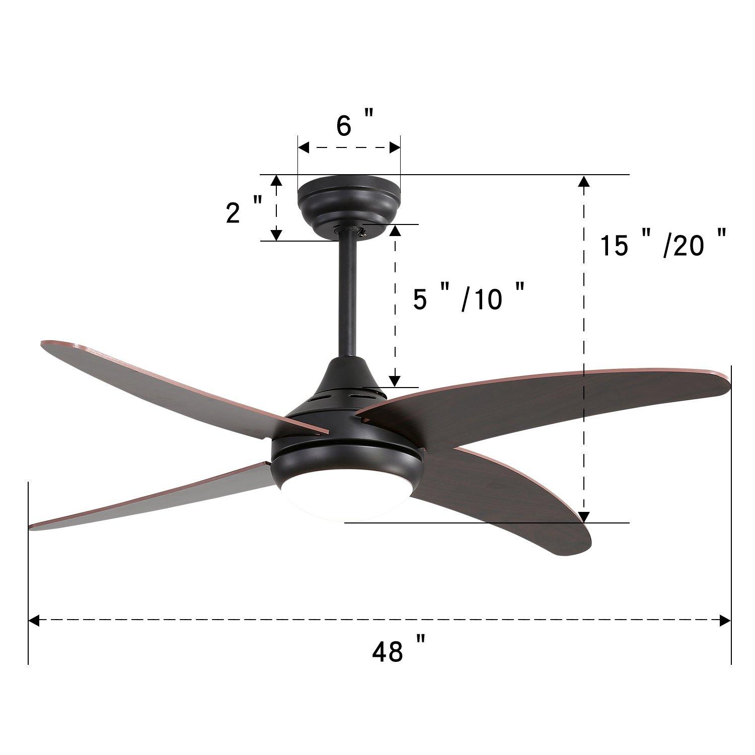 Black - Kabinet UK - Ceiling Fan with Lights 4-Blade Remote Control - 6