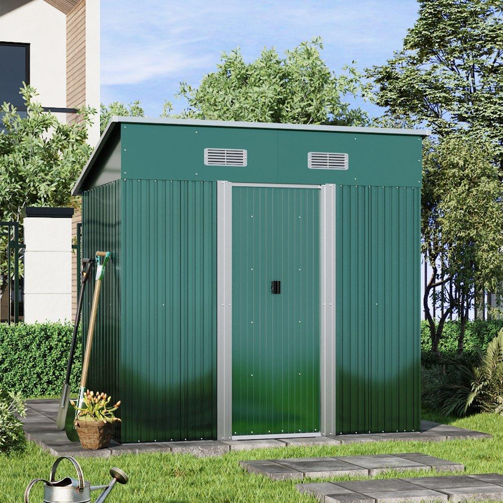 Green - Breeins - Outdoor 4x6Fts Metal Storage Shed Green - 1