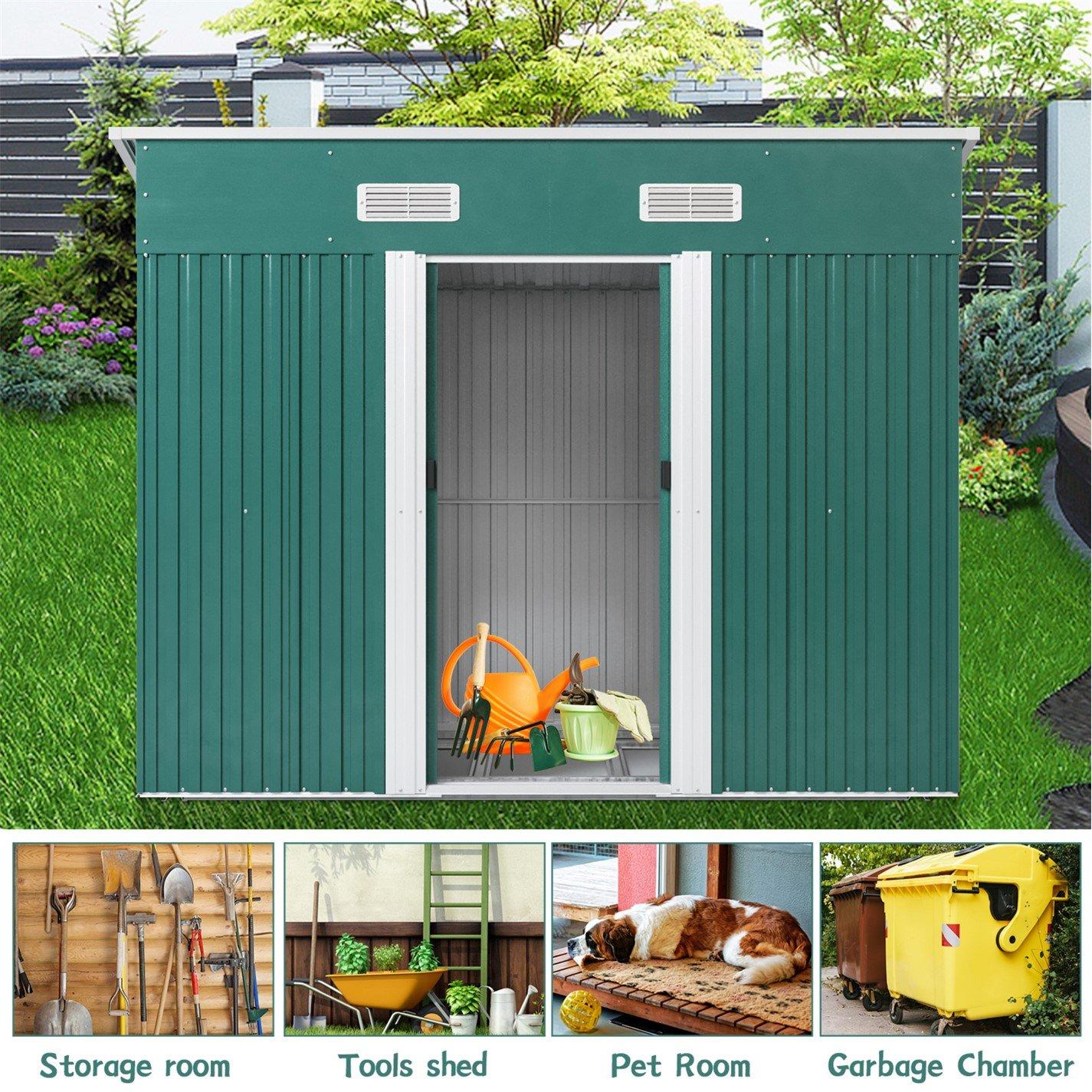 Green - Breeins - Outdoor 4x6Fts Metal Storage Shed Green - 4