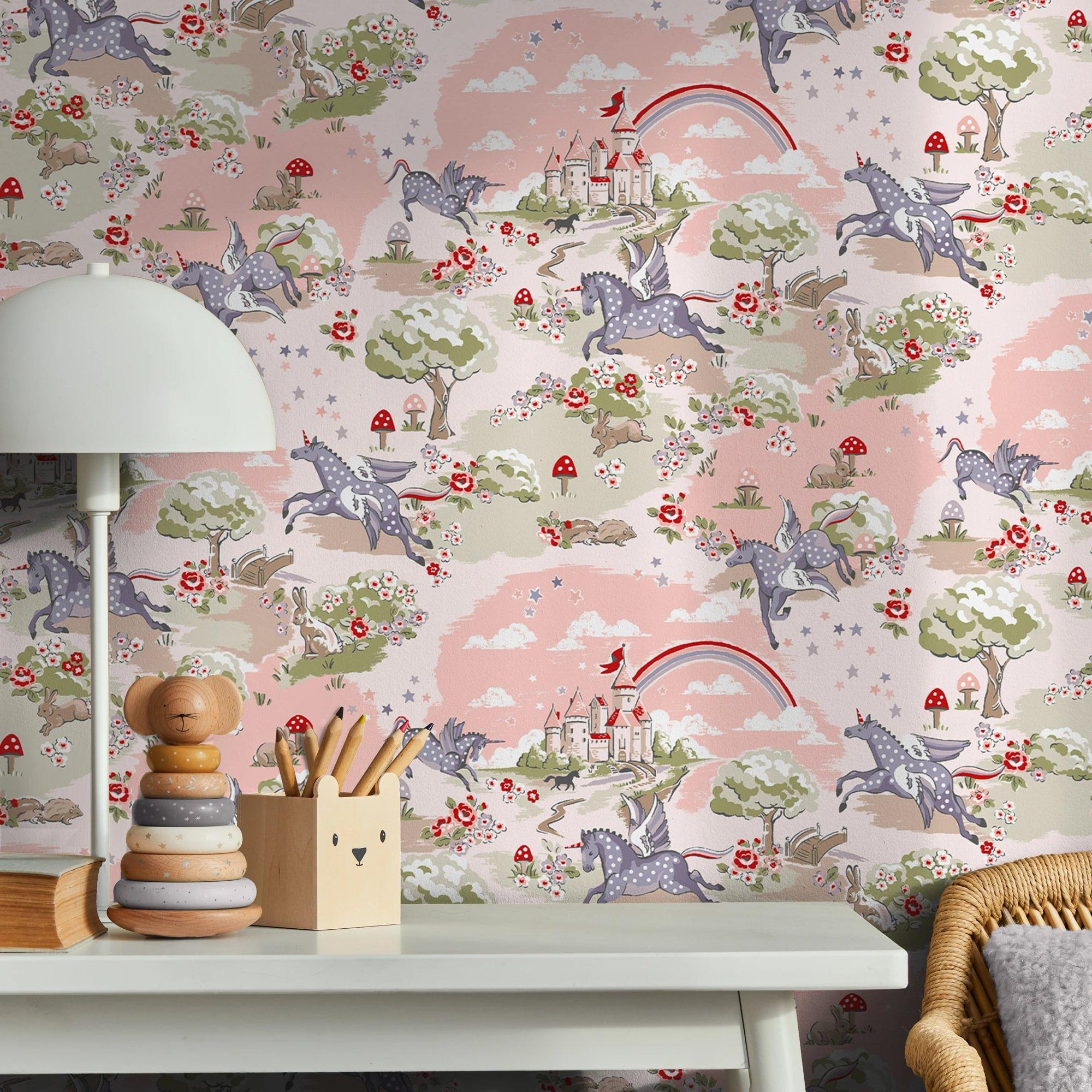 Pink - Cath Kidston - Unicorn Pink Wallpaper - 2