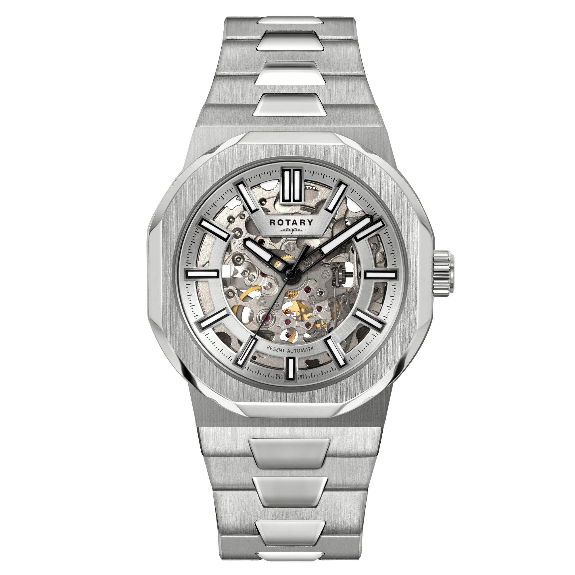 Rotary Men's Regent Skeleton Automatic Ss Watch - Silver