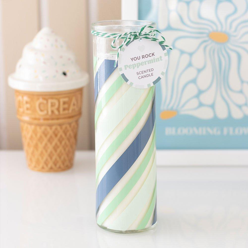 Green - Something Different - Candy Stripe Peppermint Tube Candle - 1