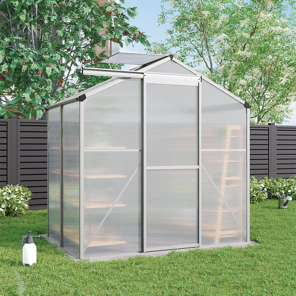 White - Breeins - Outdoor 6x4Fts Aluminium Greenhouse with No Base - 2