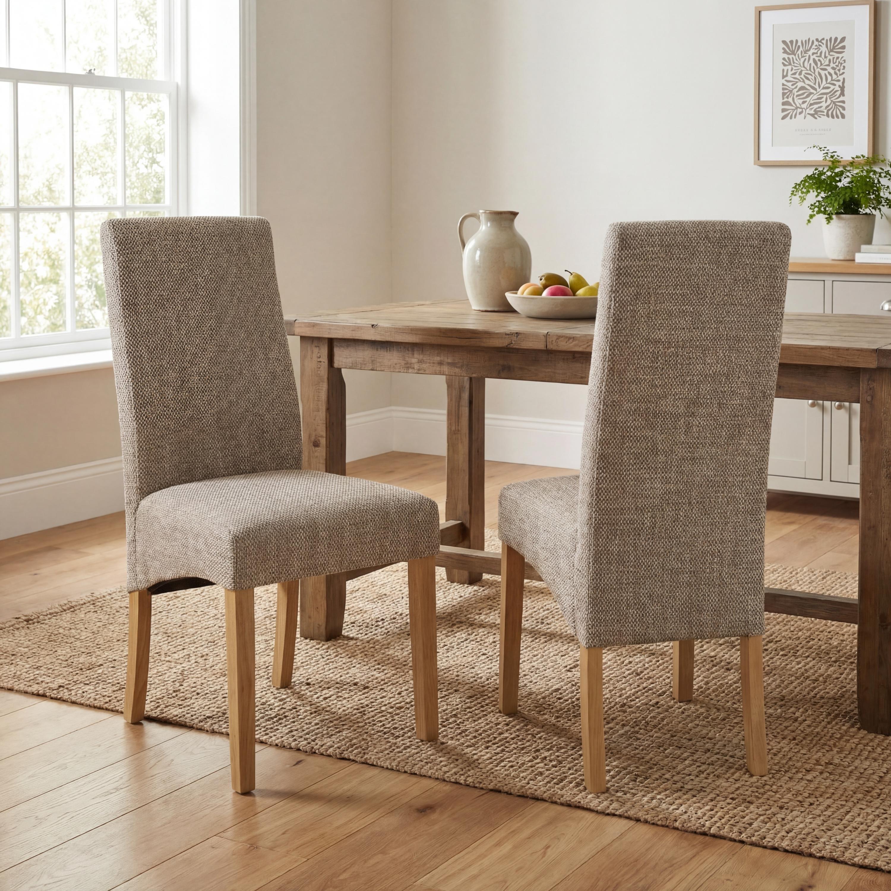Tweed Oatmeal - Shankar - Set of 2 Burford Oatmeal Dining Chairs - 1