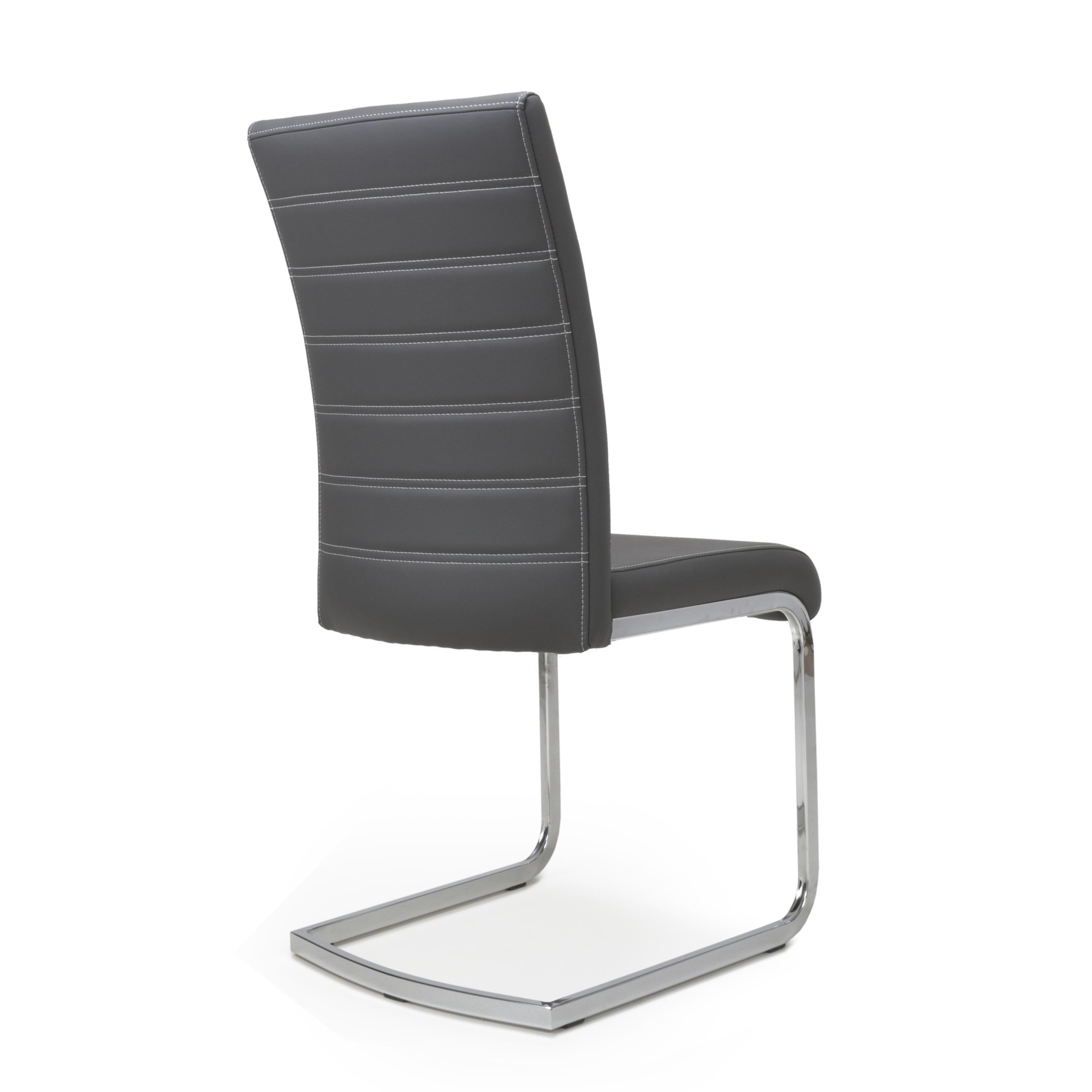 Grey - Shankar - Set of 2 Arundel Faux Leather Grey Dining Chairs - 2