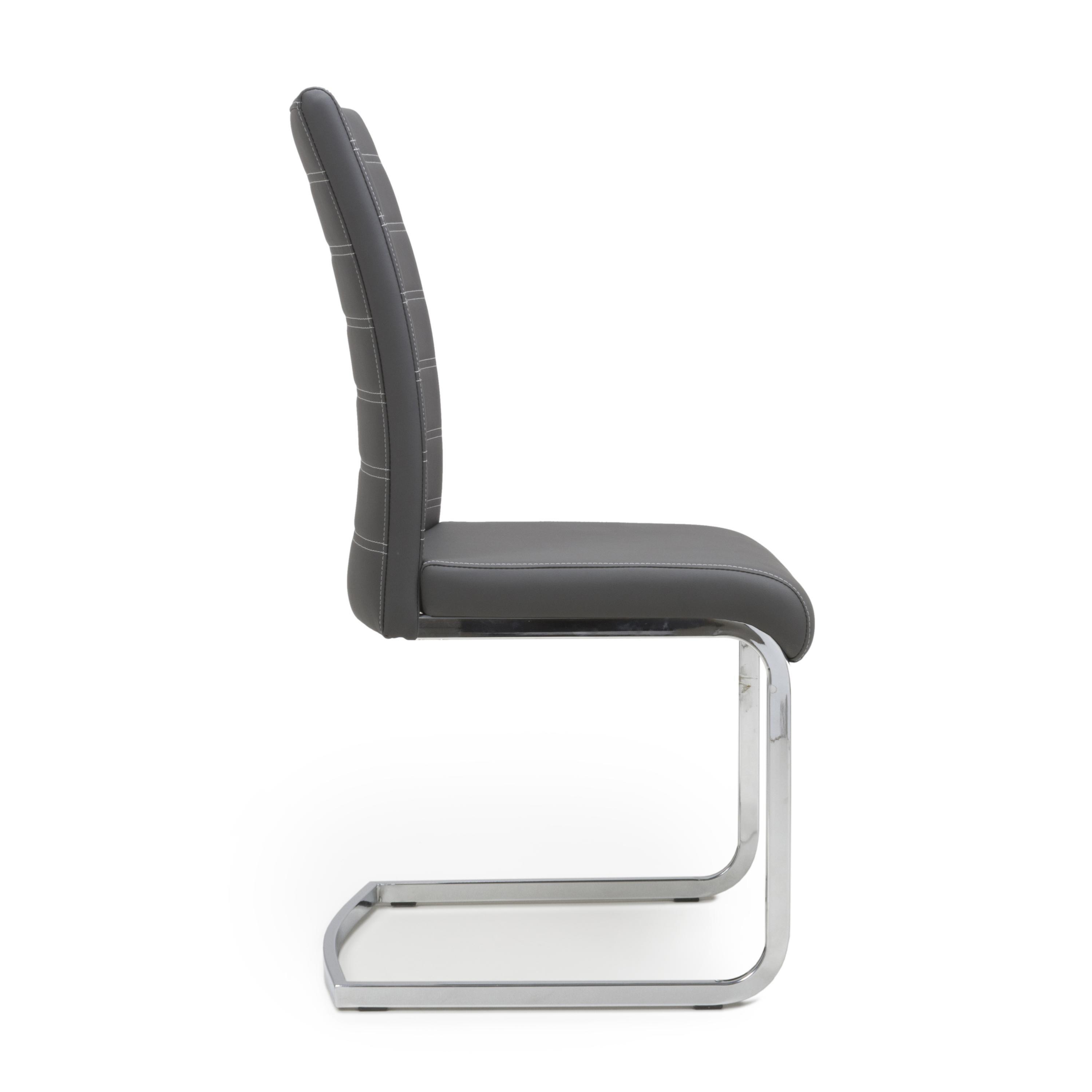 Grey - Shankar - Set of 2 Arundel Faux Leather Grey Dining Chairs - 3