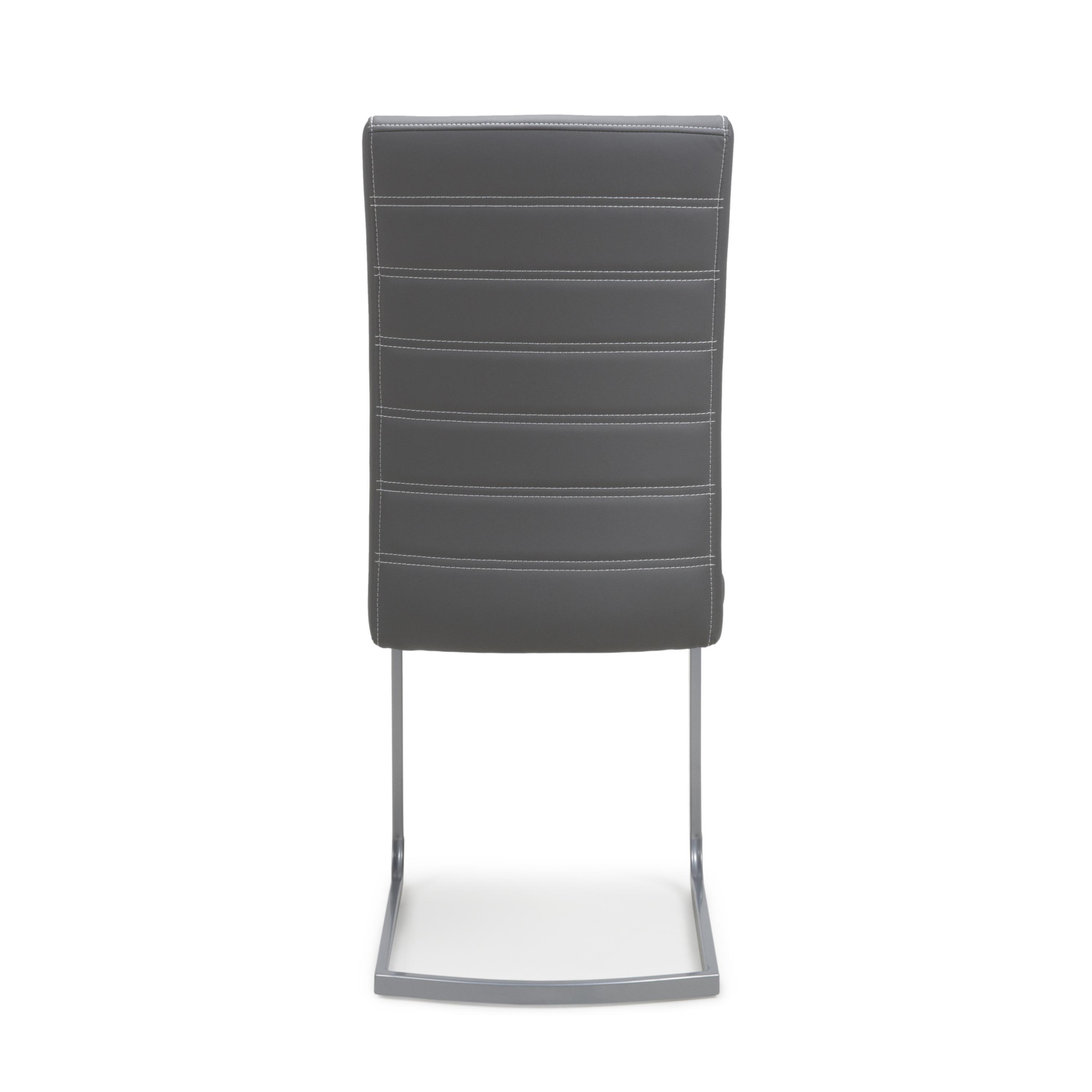Grey - Shankar - Set of 2 Arundel Faux Leather Grey Dining Chairs - 5
