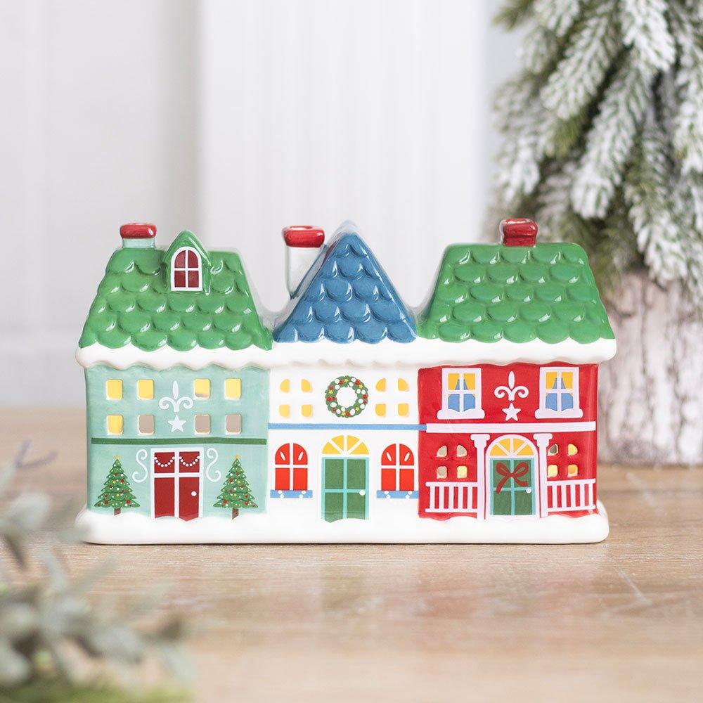 White - Something Different - Christmas Street Tealight and Incense Cone Holder - 1