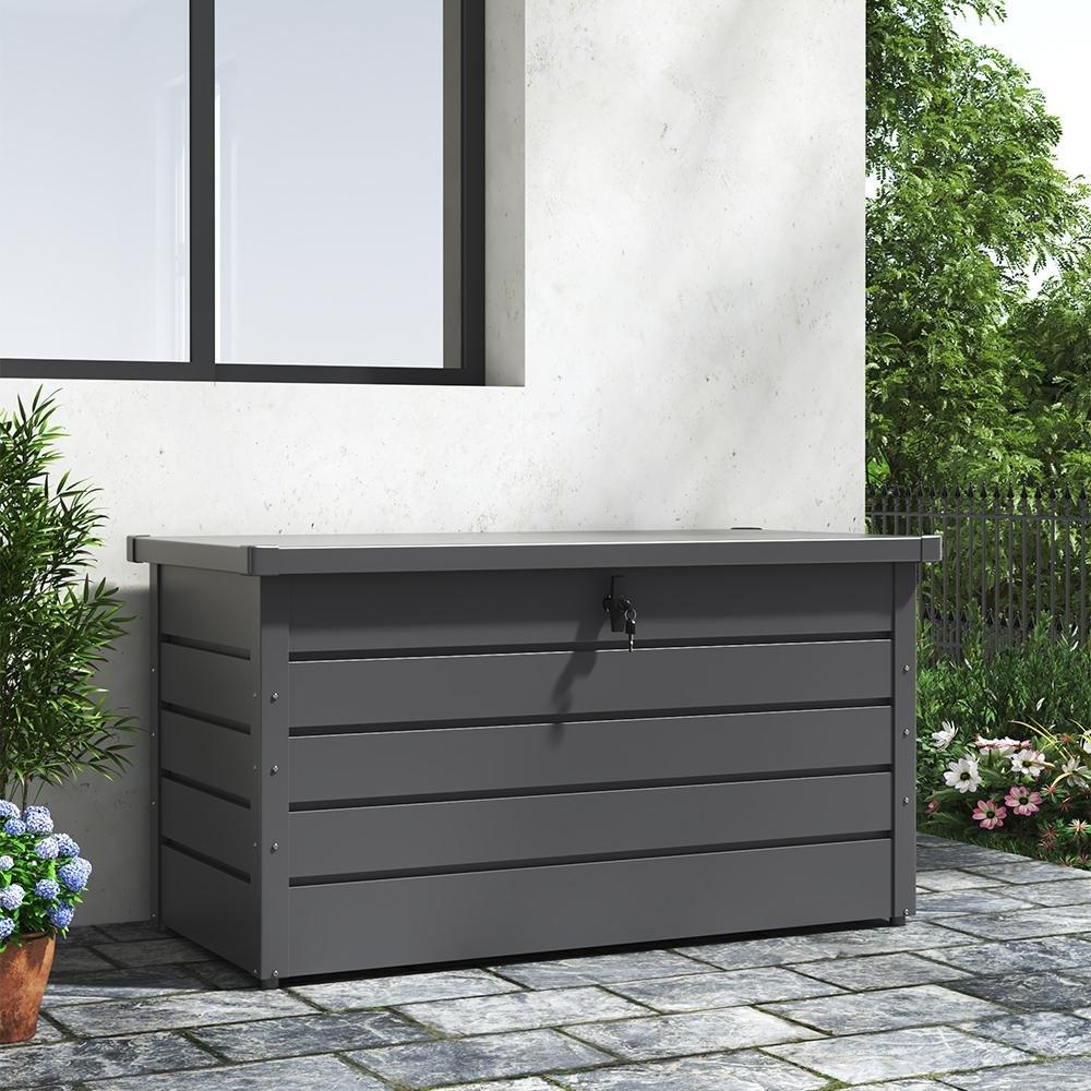 Grey - Breeins - 350L Metal Outdoor Storage Box, Grey - 1