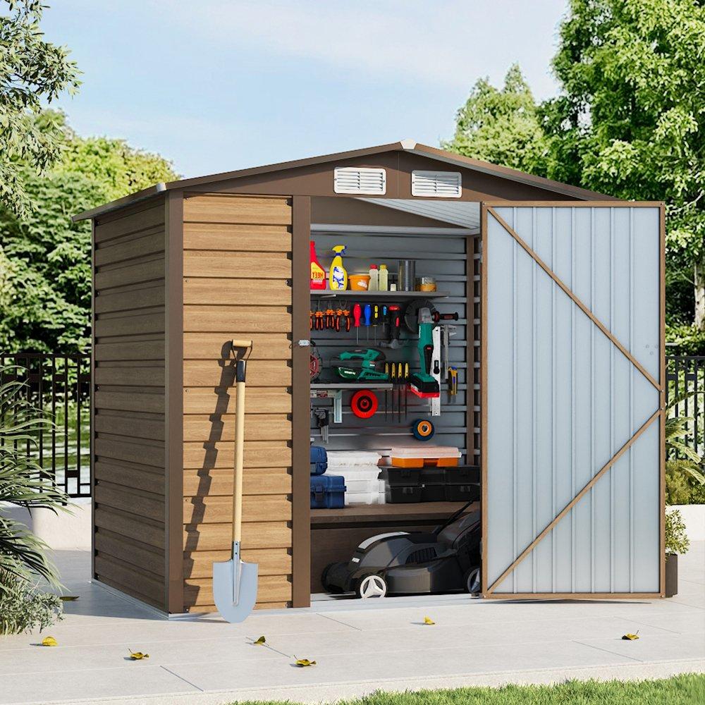 Brown - Breeins - Outdoor 6x4Fts Galvanized Tawny Storage Shed - 1