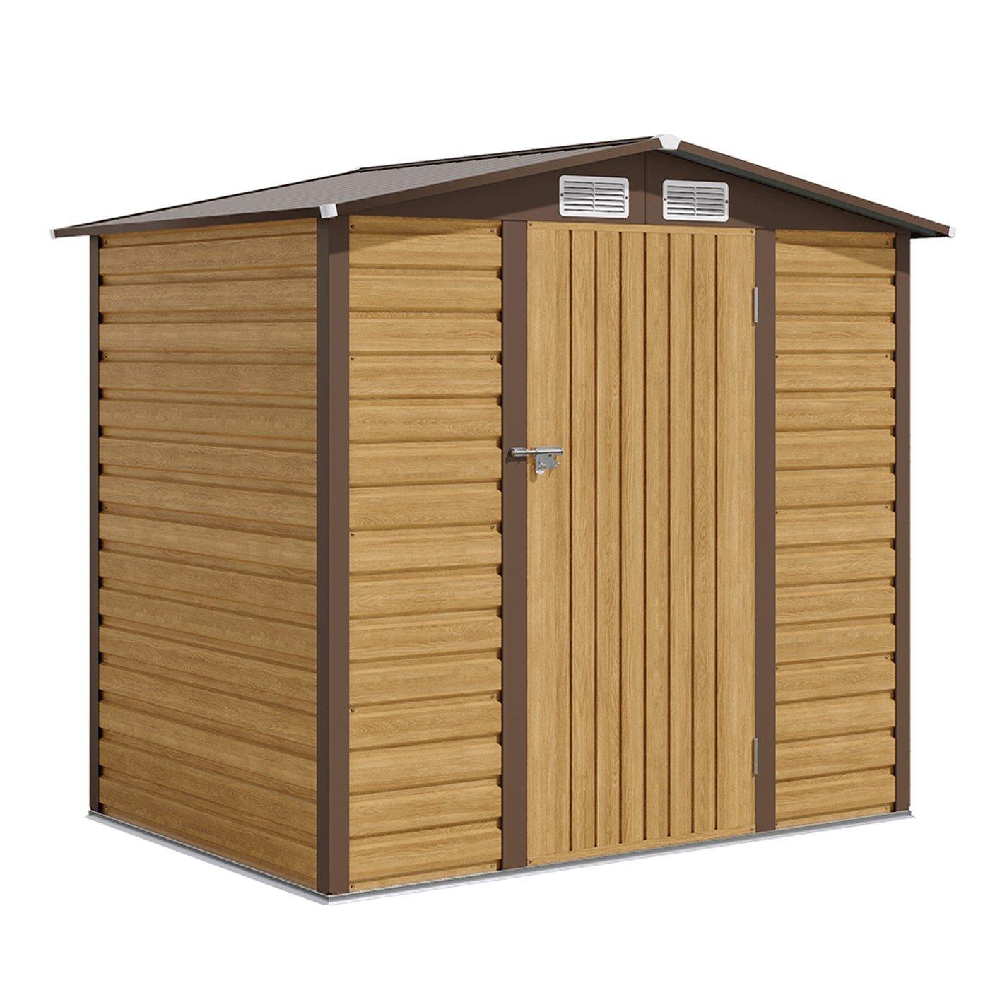 Brown - Breeins - Outdoor 6x4Fts Galvanized Tawny Storage Shed - 3