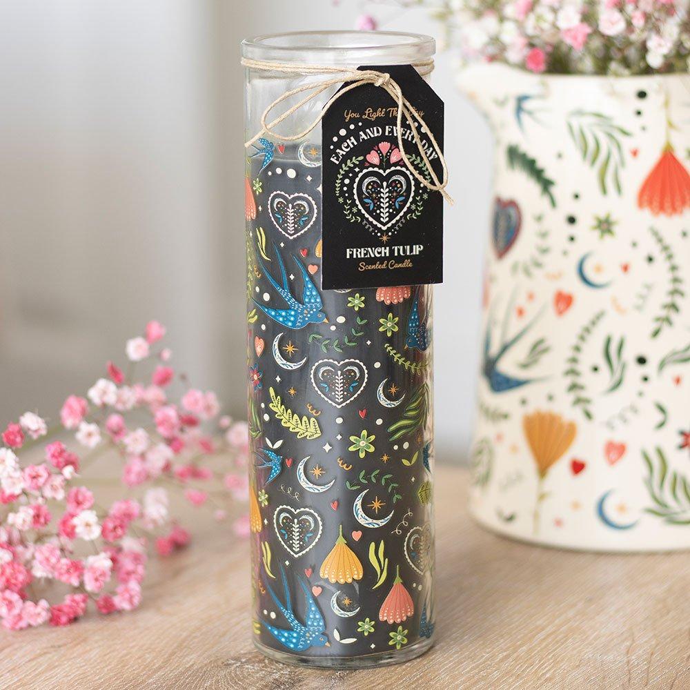 Black - Something Different - Midnight Bloom Print French Tulip Tube Candle - 1