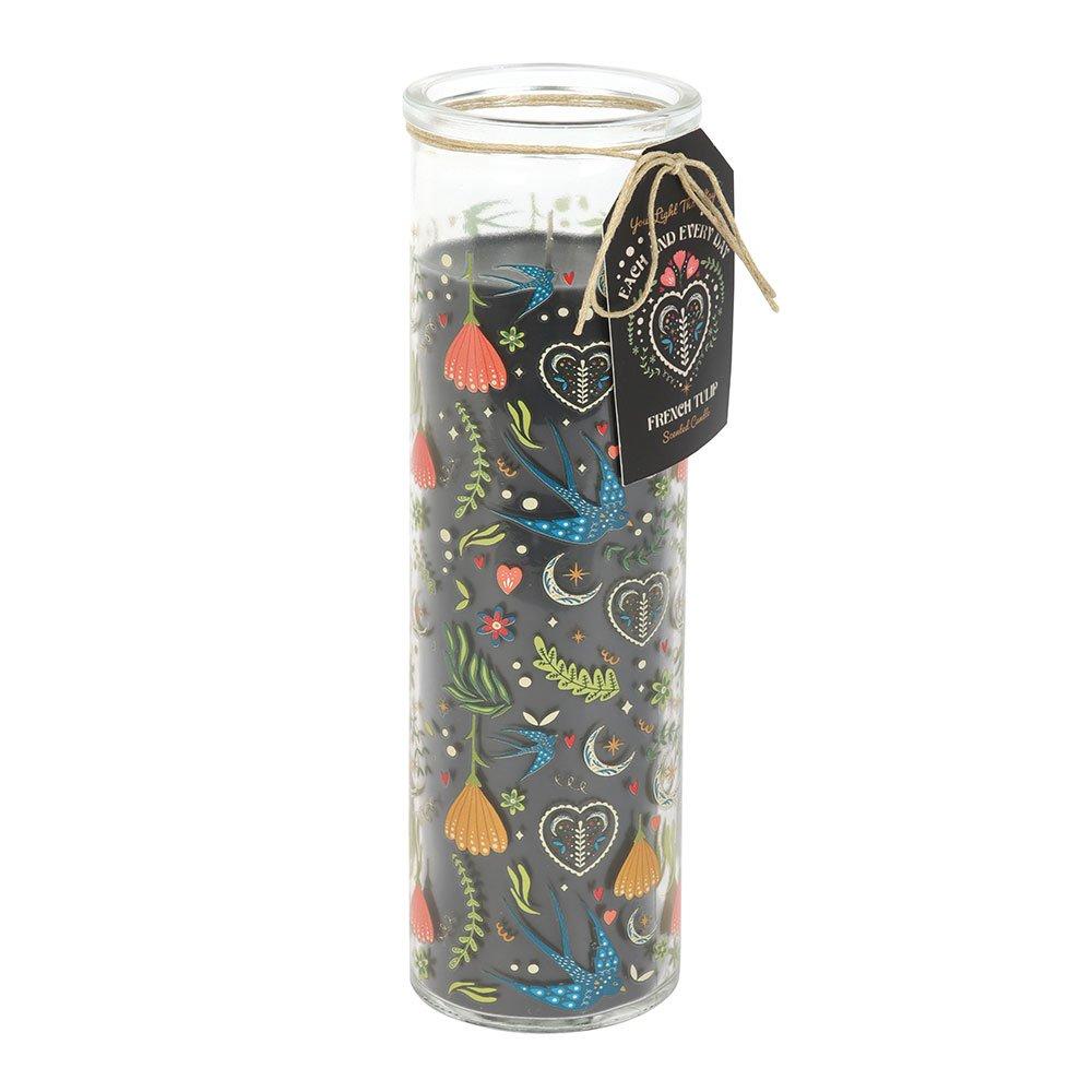 Black - Something Different - Midnight Bloom Print French Tulip Tube Candle - 4
