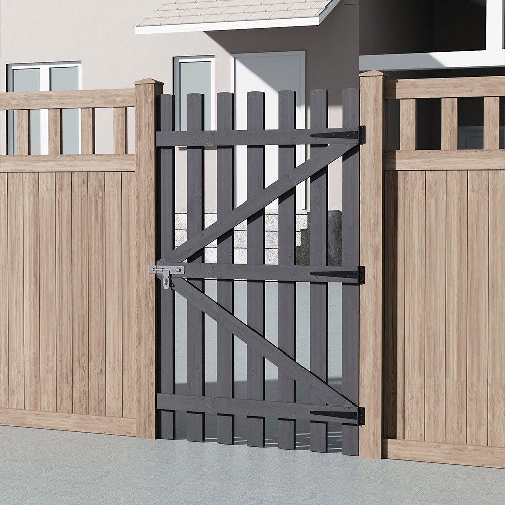 Grey - Breeins - 150cm H Garden Wood Fence Gate with Latch - 1