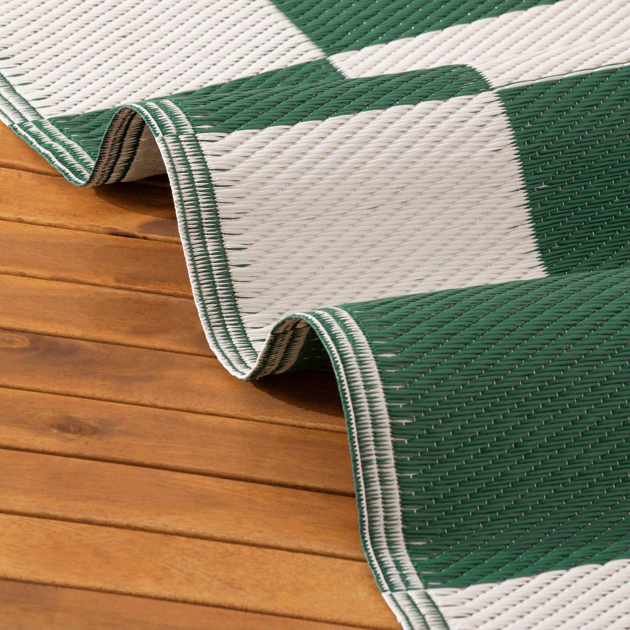 Green - furn. - Checker Board Recycled Outdoor Rug - 3