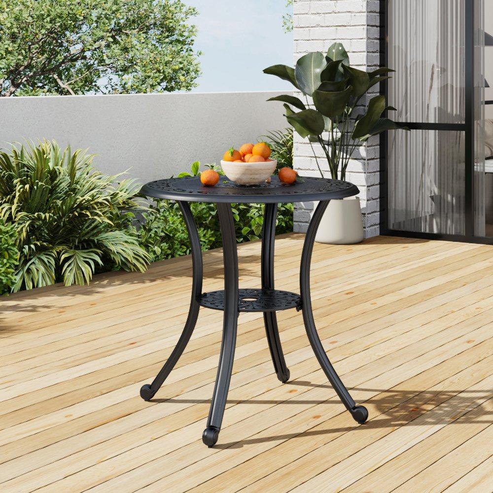 Black - Breeins - Cast Aluminium Round Garden Table Black - 1