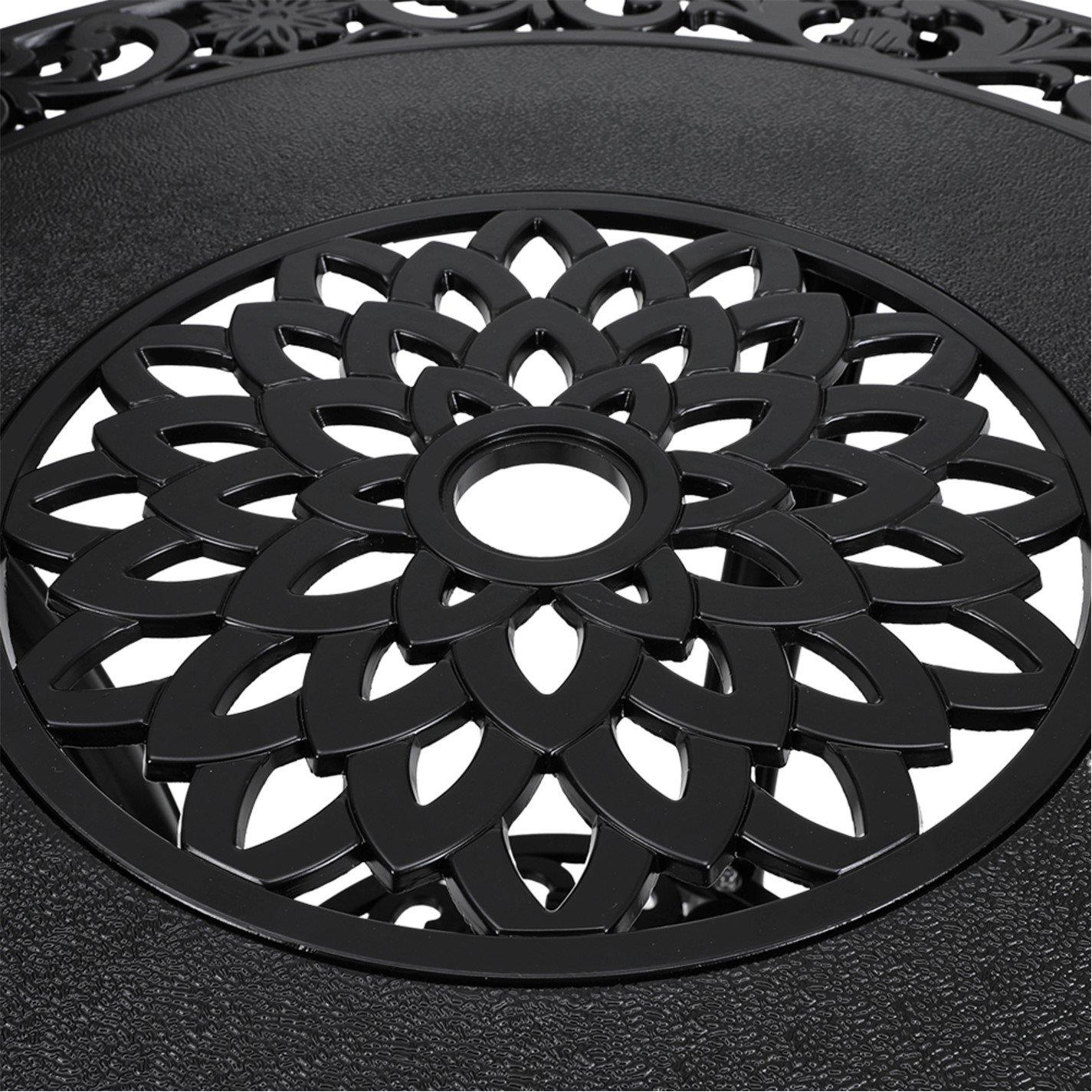 Black - Breeins - Cast Aluminium Round Garden Table Black - 3