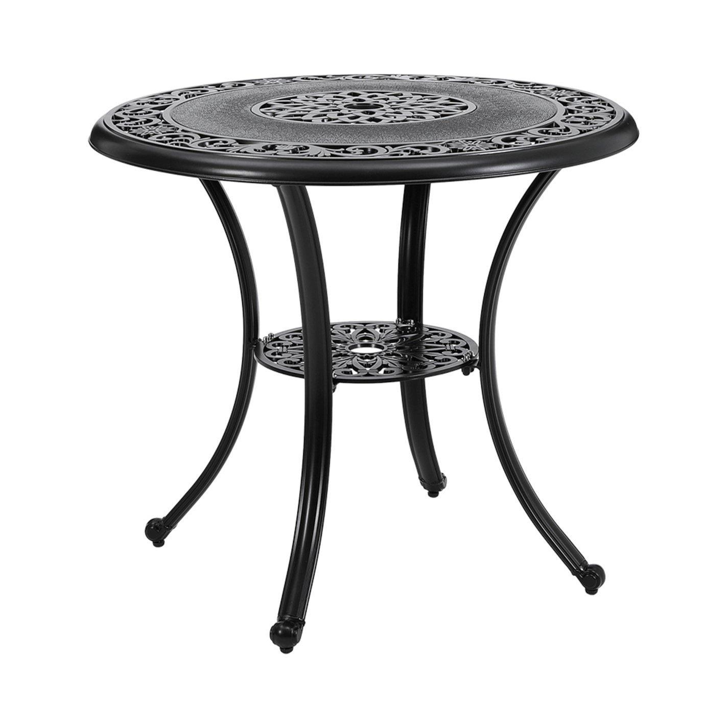 Black - Breeins - Cast Aluminium Round Garden Table Black - 4