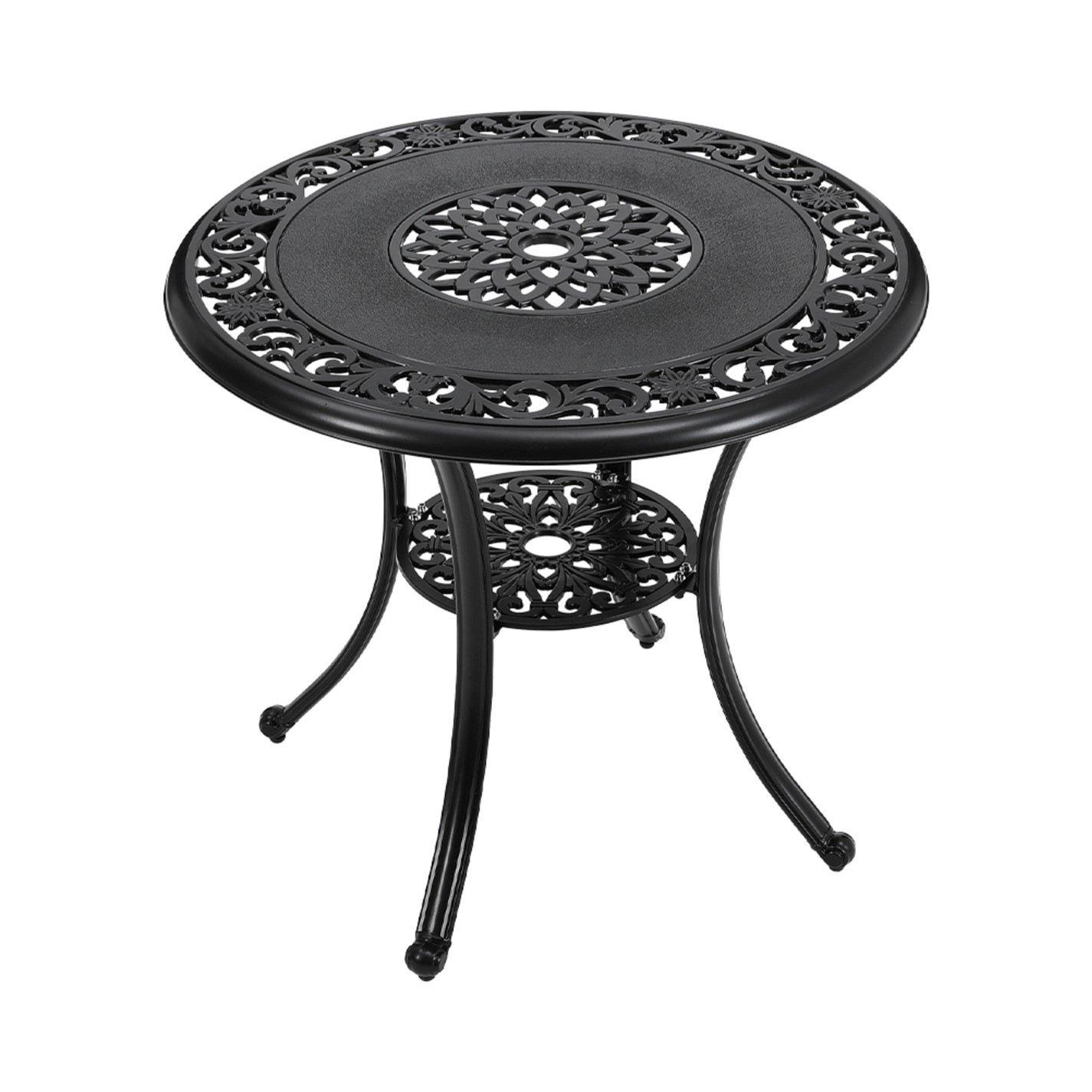 Black - Breeins - Cast Aluminium Round Garden Table Black - 5