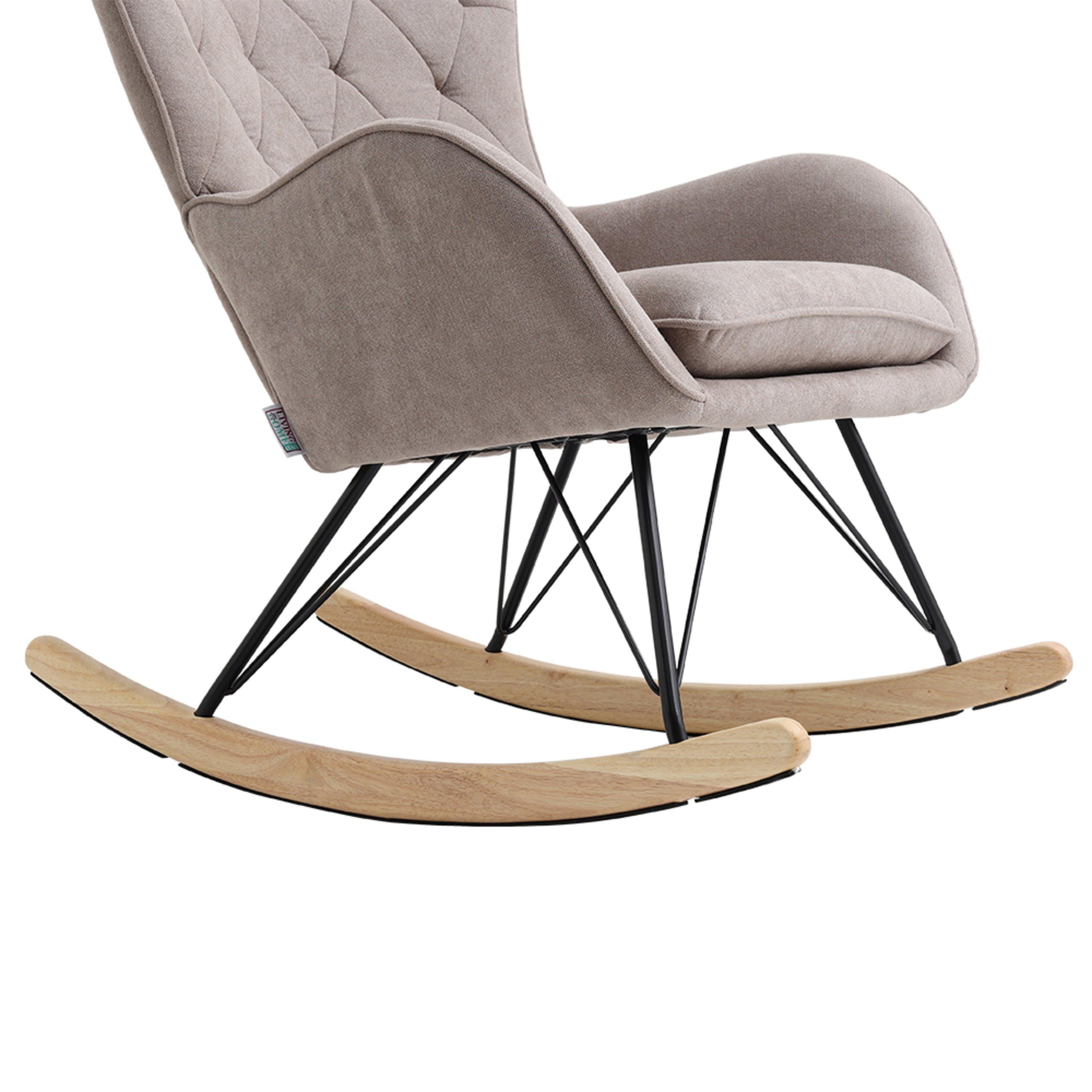 Grey - Kabinet UK - Modern Upholstered Rocking Chair Light Grey - 10