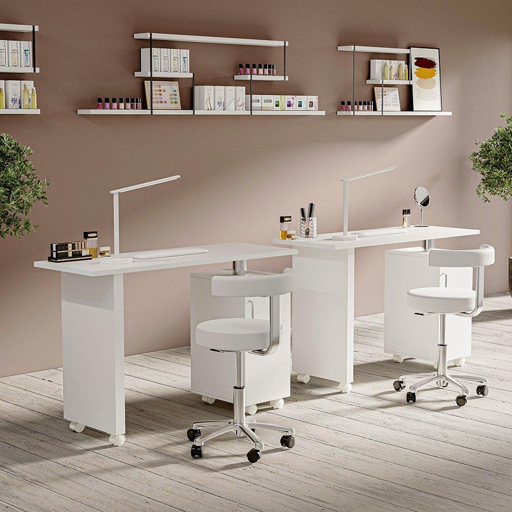 White - SHEONLY - Rolling Manicure Salon Table with Storage - 2