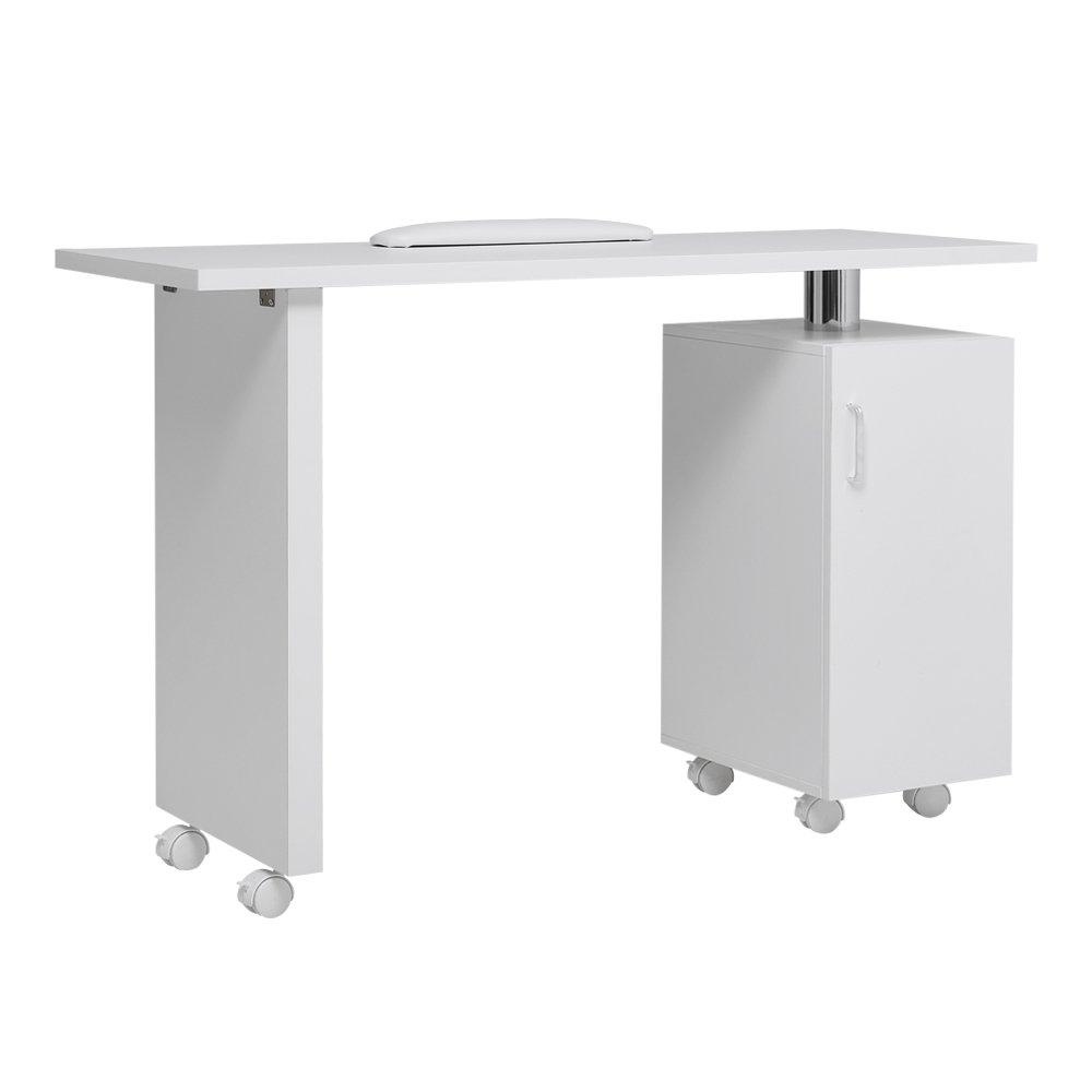 White - SHEONLY - Rolling Manicure Salon Table with Storage - 4