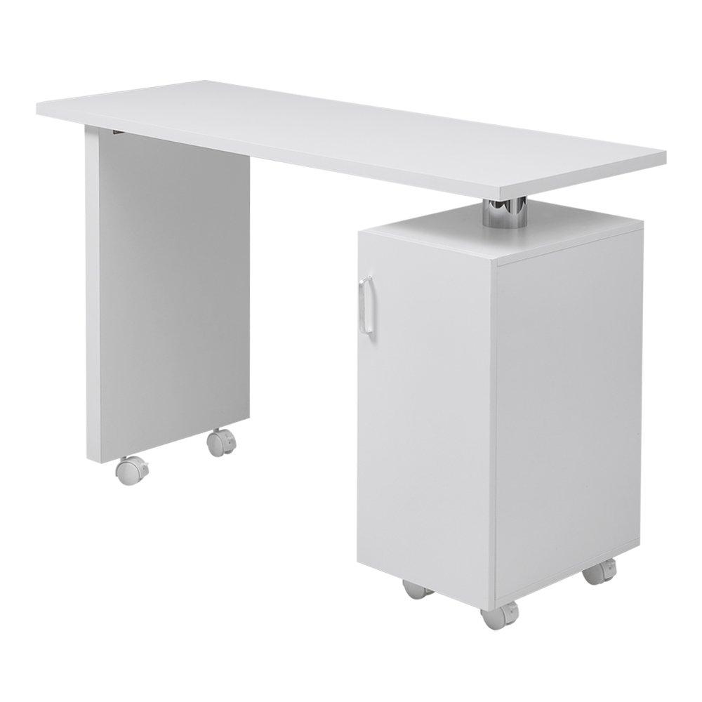 White - SHEONLY - Rolling Manicure Salon Table with Storage - 5