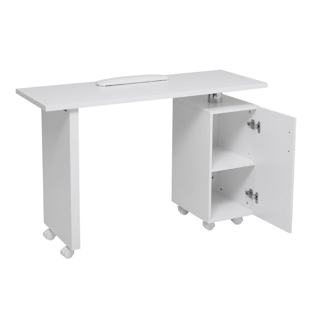 White - SHEONLY - Rolling Manicure Salon Table with Storage - 6