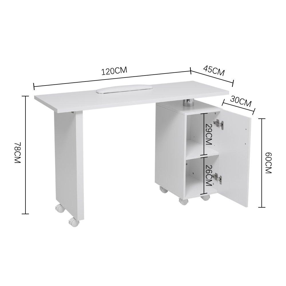 White - SHEONLY - Rolling Manicure Salon Table with Storage - 10