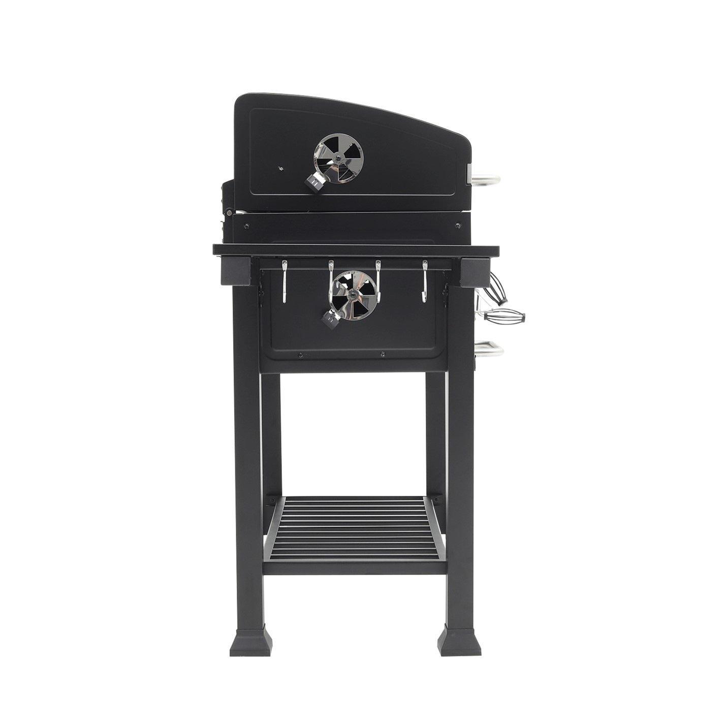 Black - Breeins - Charcoal BBQ Grill with Side Shelves Black - 4