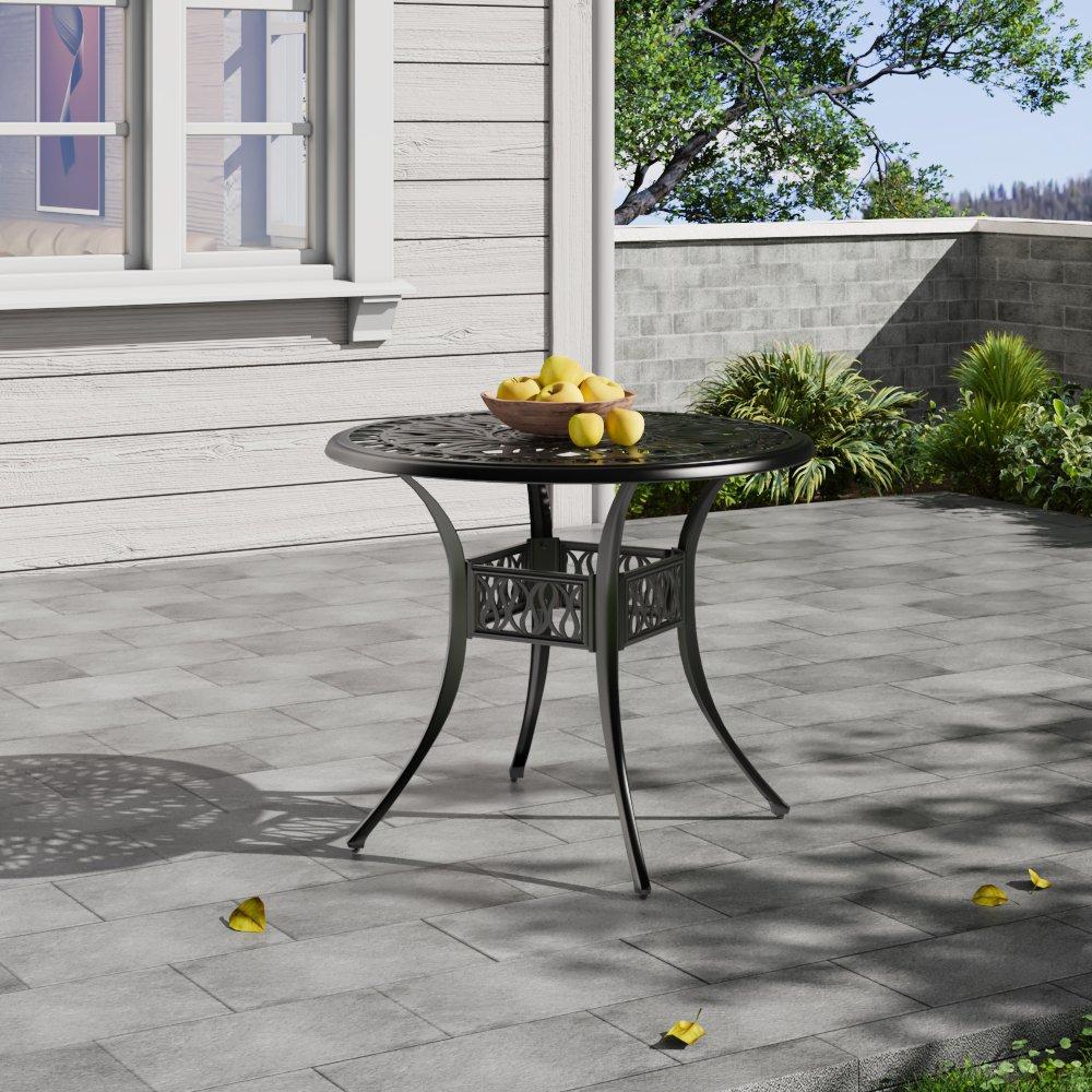 White - Breeins - Garden Bistro Table with Parasol Hole White - 2