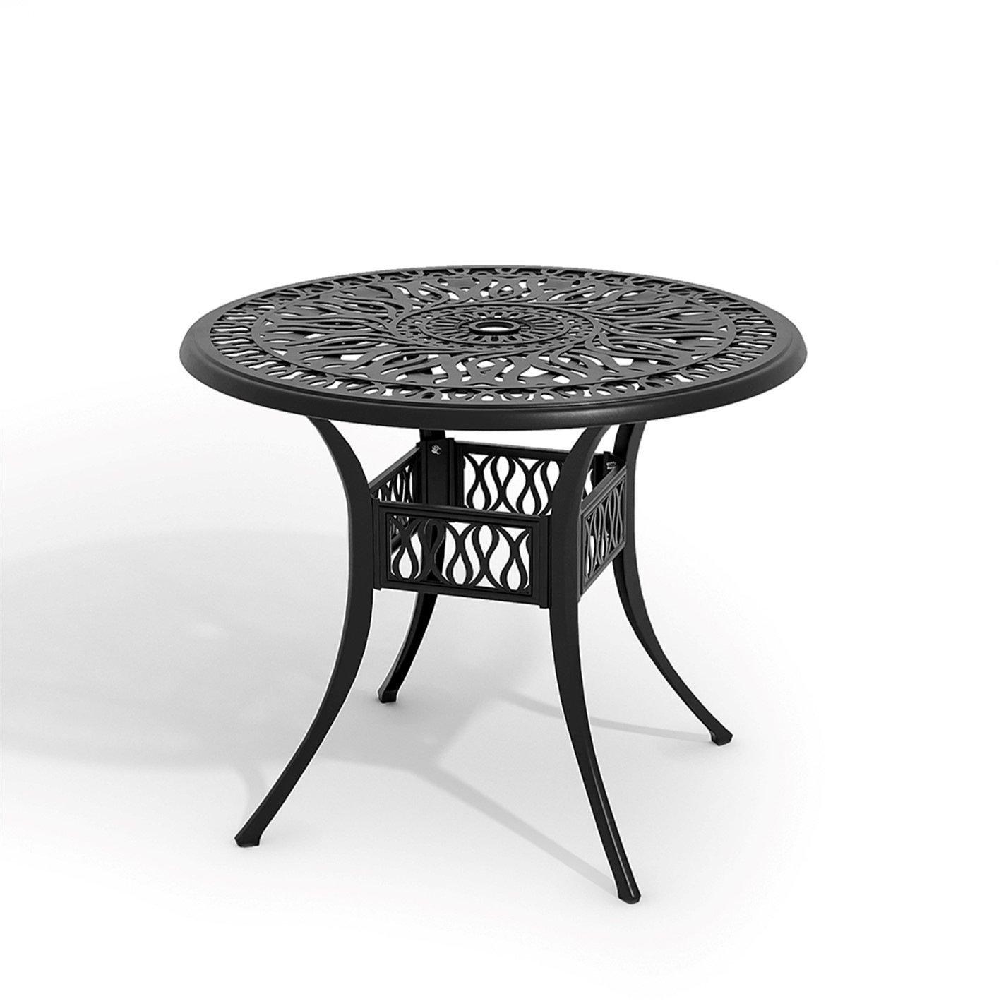 White - Breeins - Garden Bistro Table with Parasol Hole White - 3