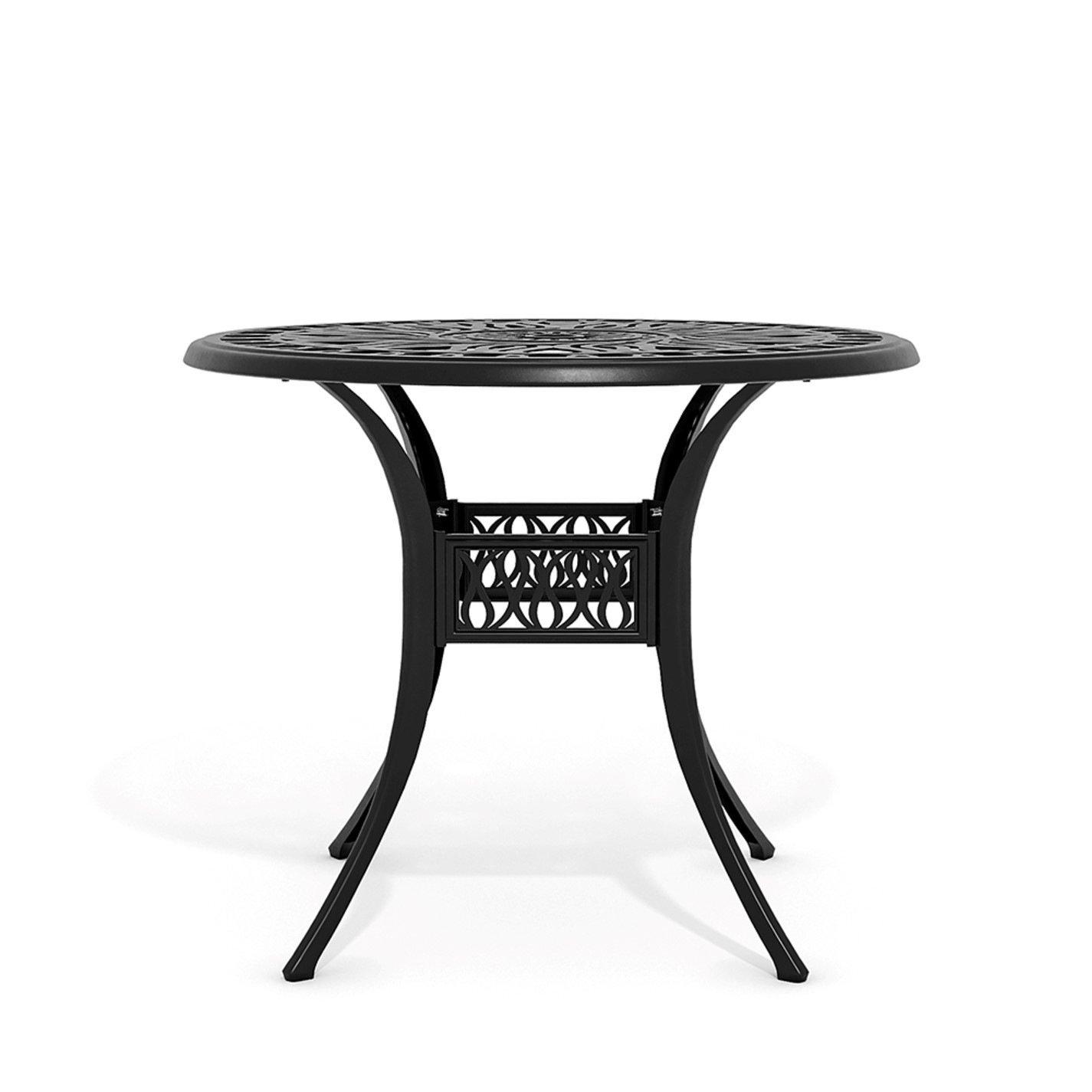 White - Breeins - Garden Bistro Table with Parasol Hole White - 5