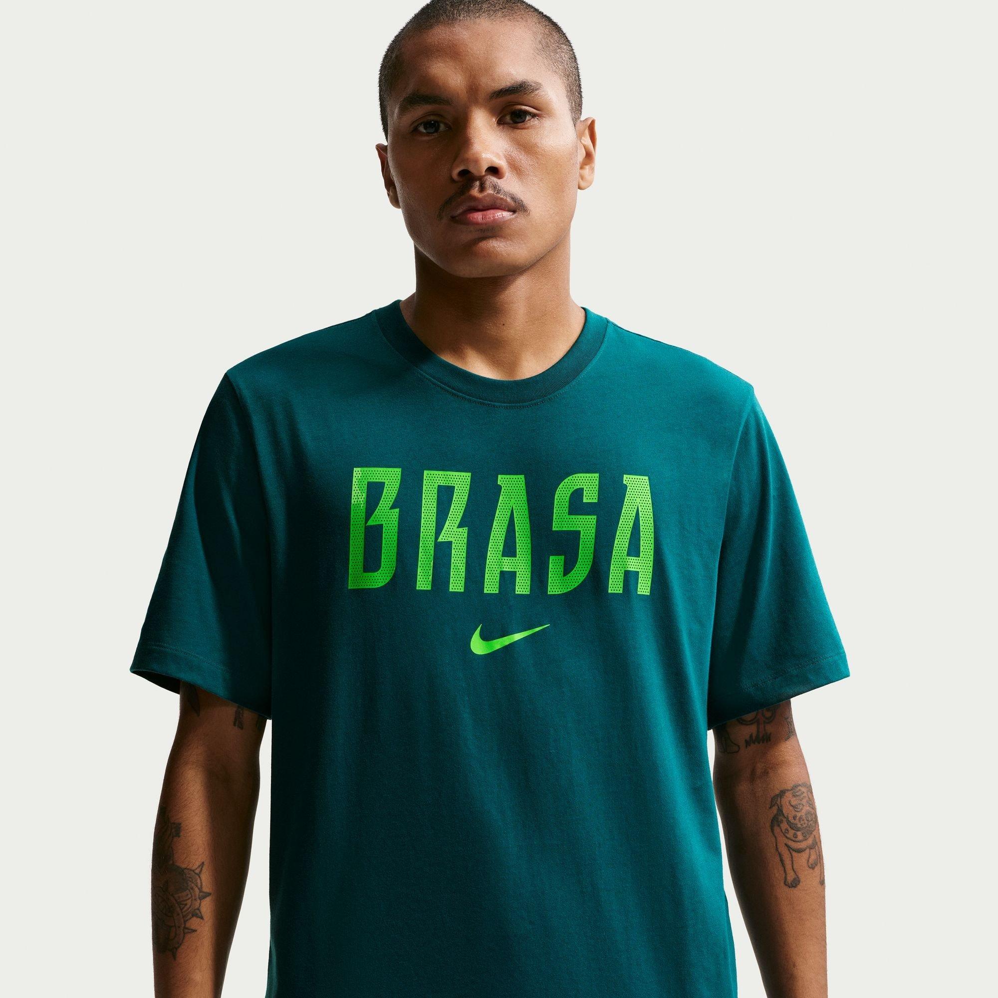 Nike Men's Brazil Short Sleeve T-Shirt - Blue/Yellow - XL