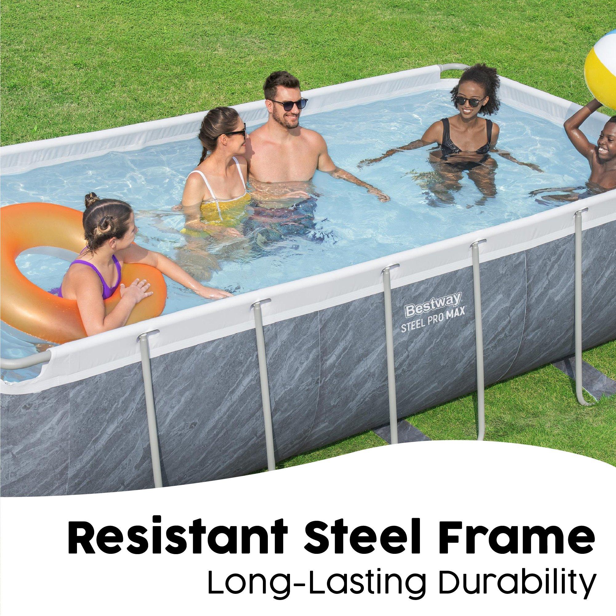 Grey Marble Eff - Bestway - Steel Pro MAX™ 133 x 67 x 39.5 Rectangular Po - 3